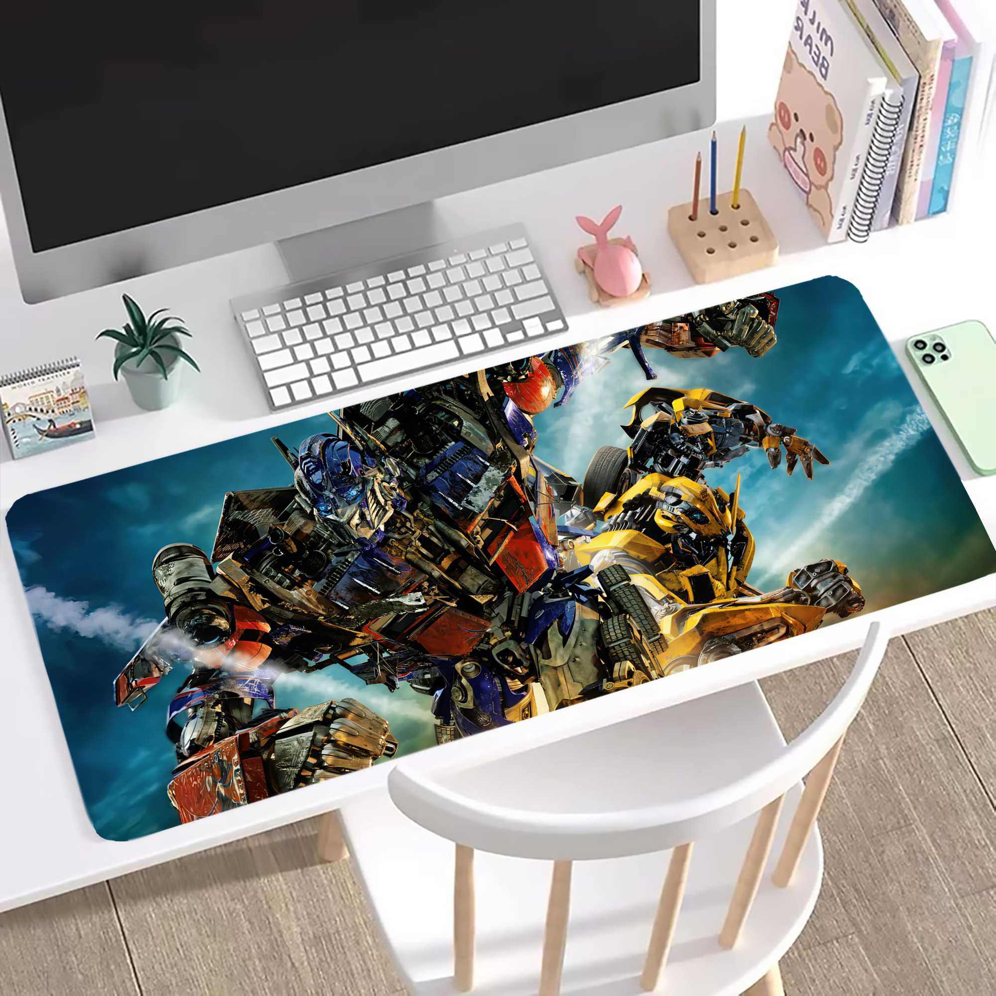 （画像用） Transformers トランスフォーマー ステッチ加工 大判デスクマット／滑り止めマウスパッド