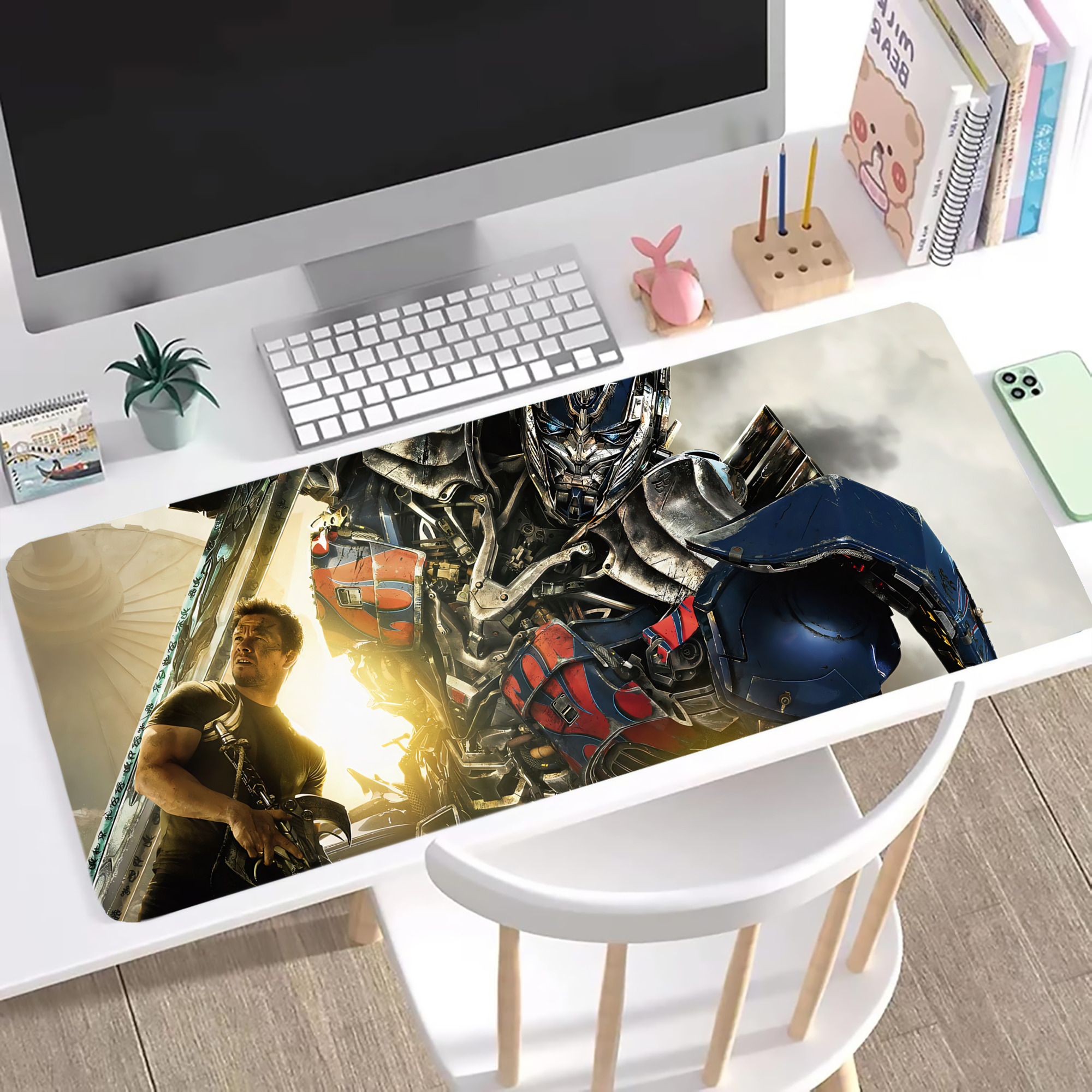 （画像用） Transformers トランスフォーマー ステッチ加工 大判デスクマット／滑り止めマウスパッド