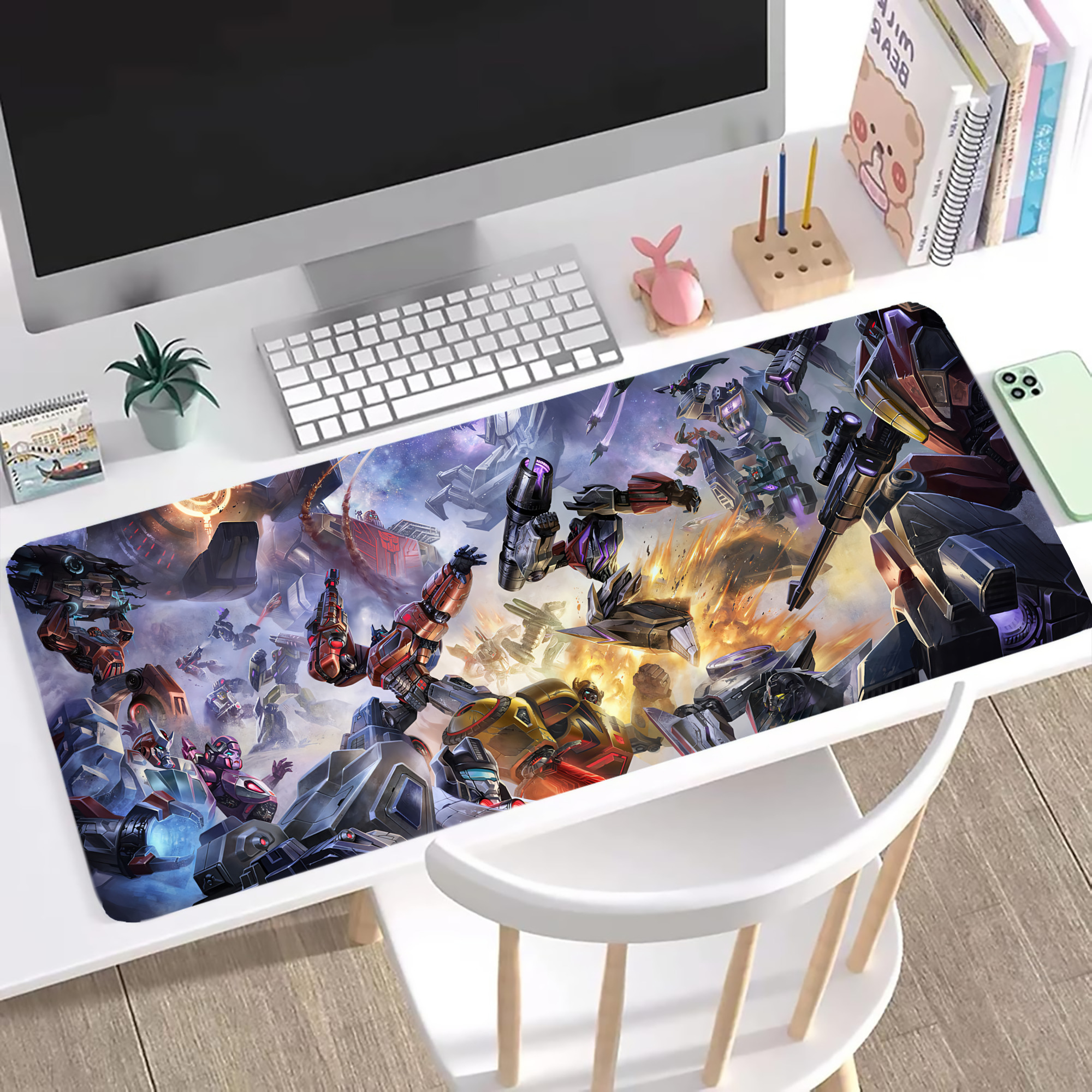 （画像用） Transformers トランスフォーマー ステッチ加工 大判デスクマット／滑り止めマウスパッド