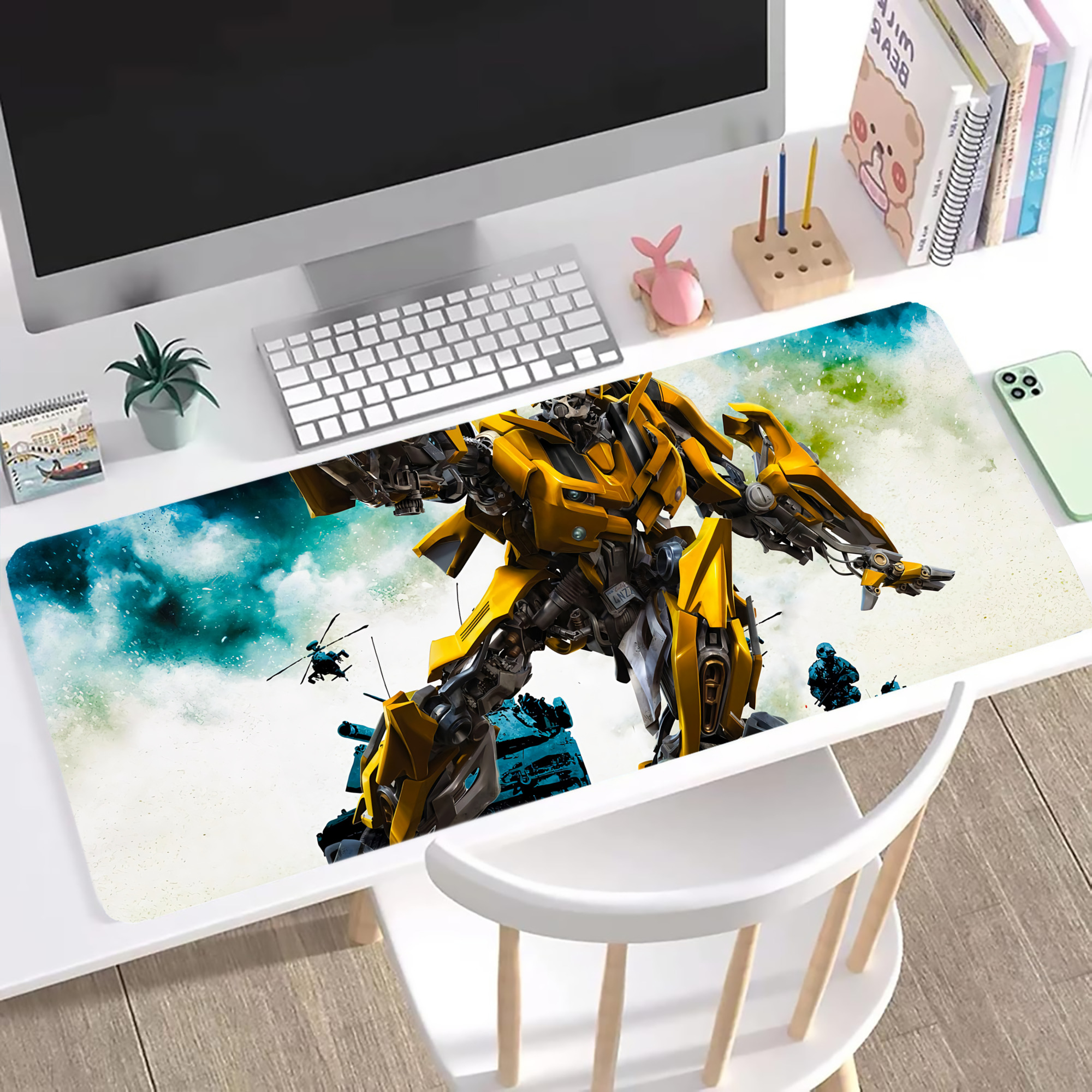 （画像用） Transformers トランスフォーマー ステッチ加工 大判デスクマット／滑り止めマウスパッド