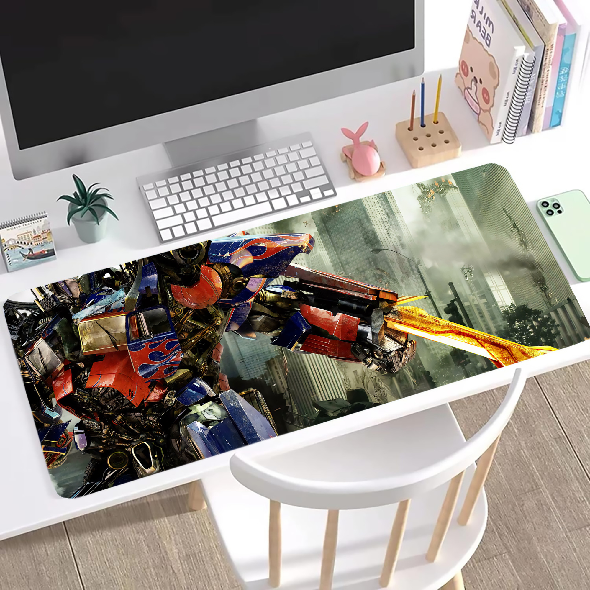 （画像用） Transformers トランスフォーマー ステッチ加工 大判デスクマット／滑り止めマウスパッド