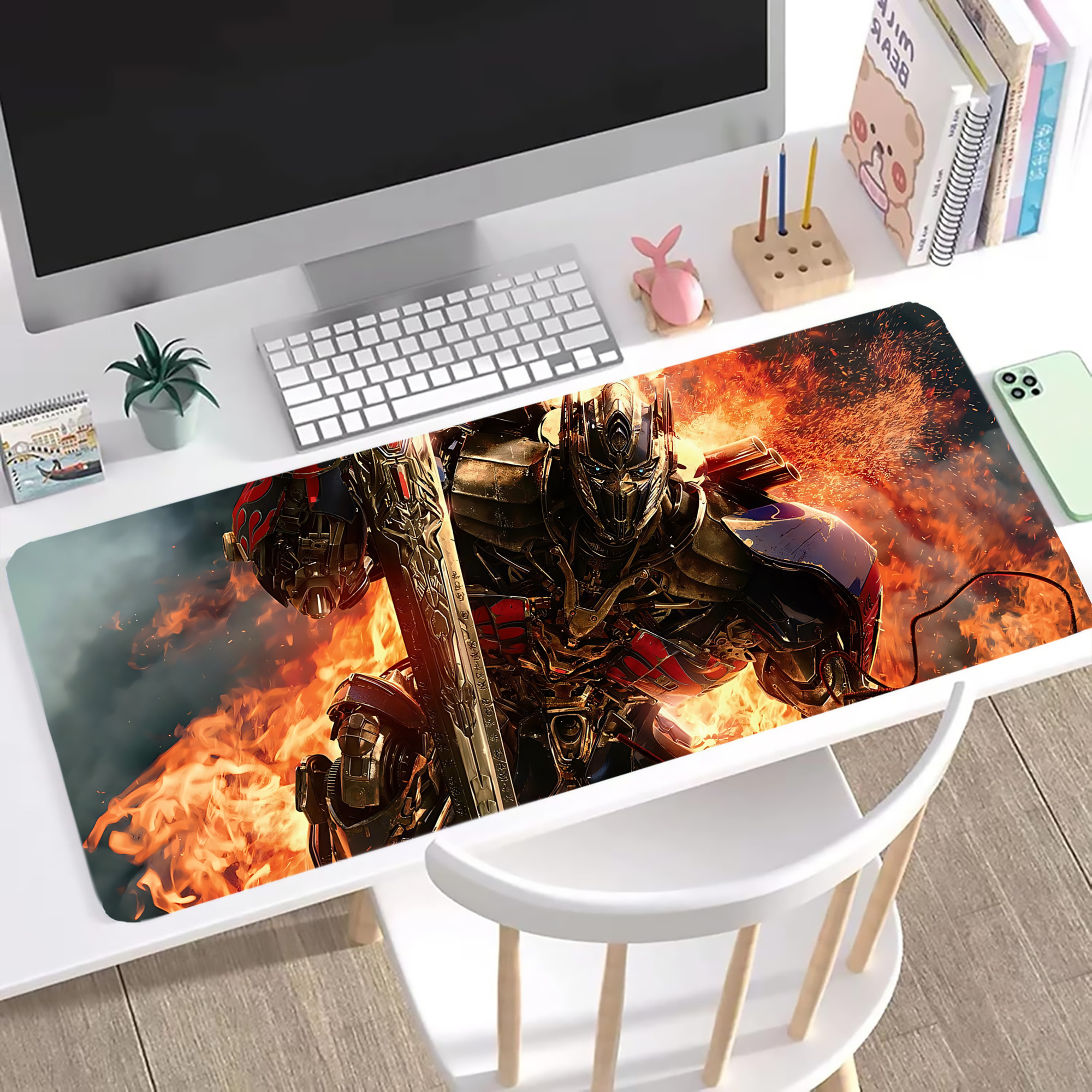 （画像用） Transformers トランスフォーマー ステッチ加工 大判デスクマット／滑り止めマウスパッド