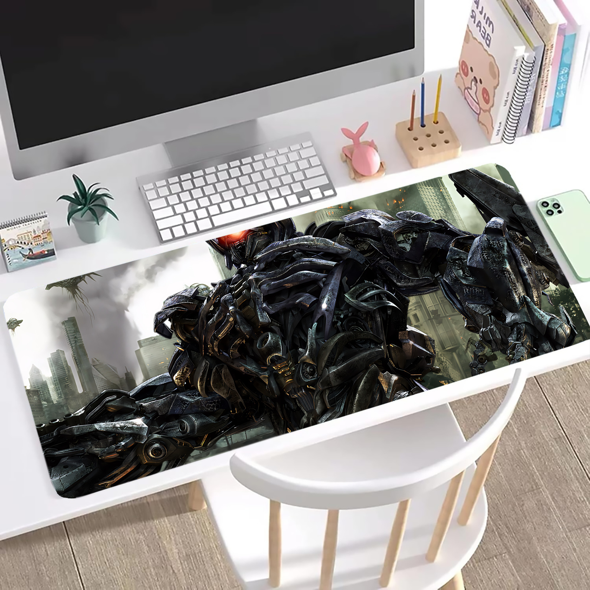 （画像用） Transformers トランスフォーマー ステッチ加工 大判デスクマット／滑り止めマウスパッド