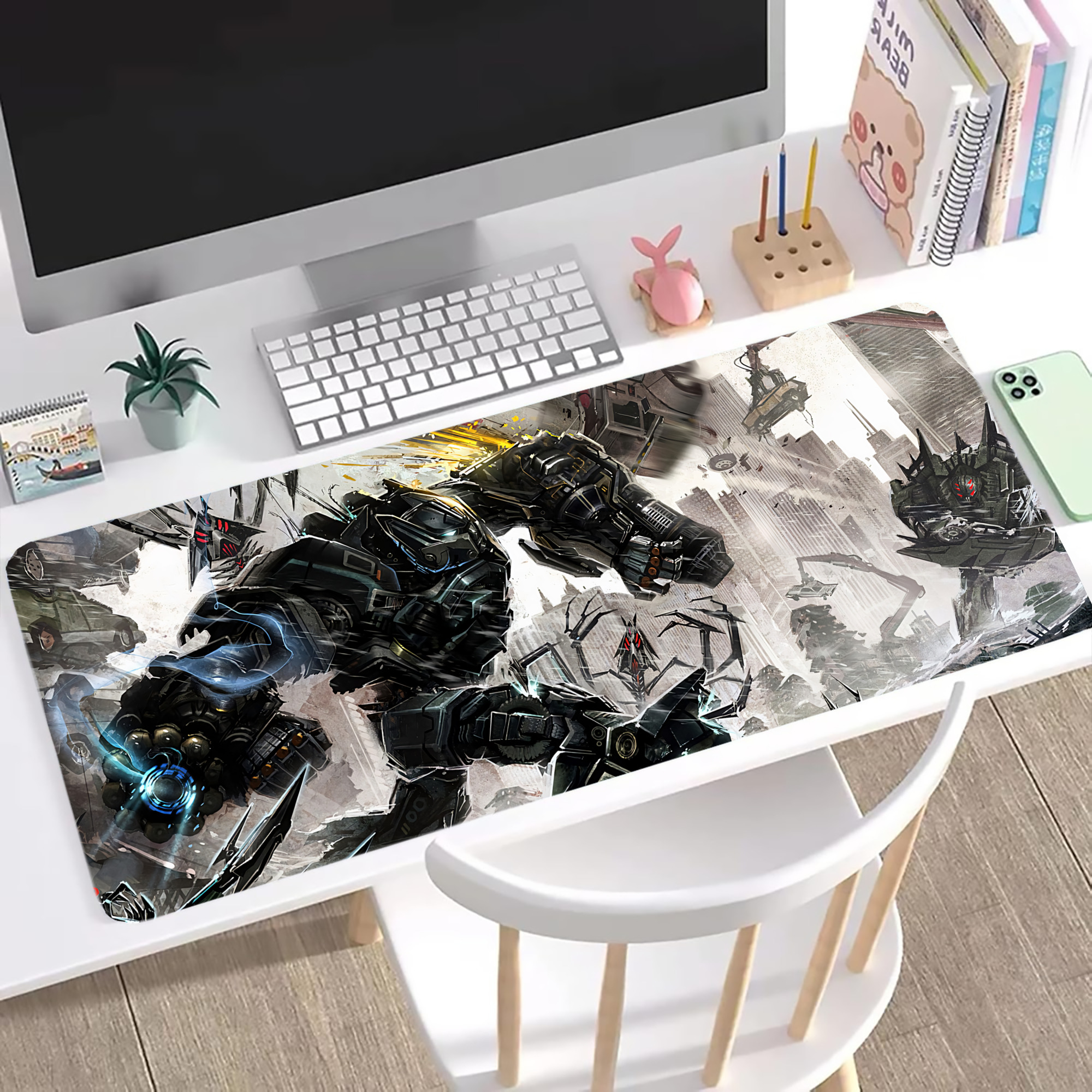 （画像用） Transformers トランスフォーマー ステッチ加工 大判デスクマット／滑り止めマウスパッド