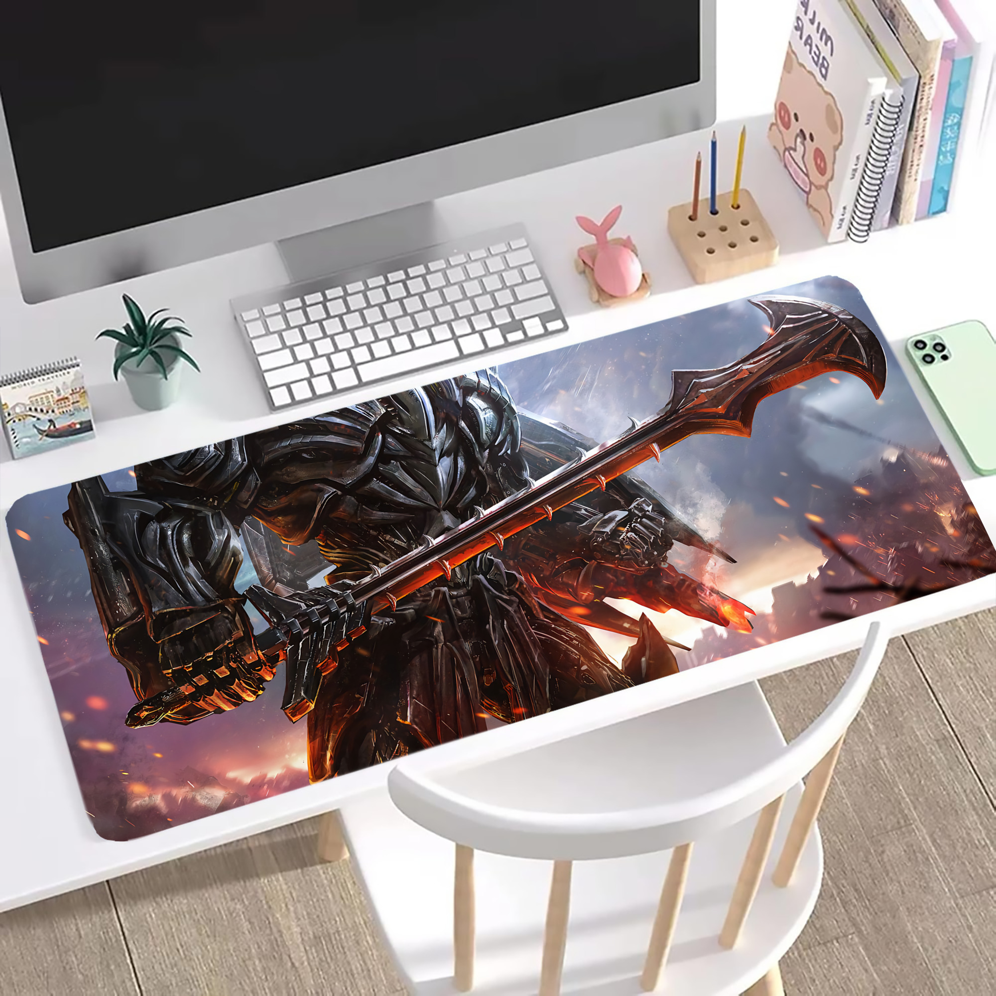 （画像用） Transformers トランスフォーマー ステッチ加工 大判デスクマット／滑り止めマウスパッド