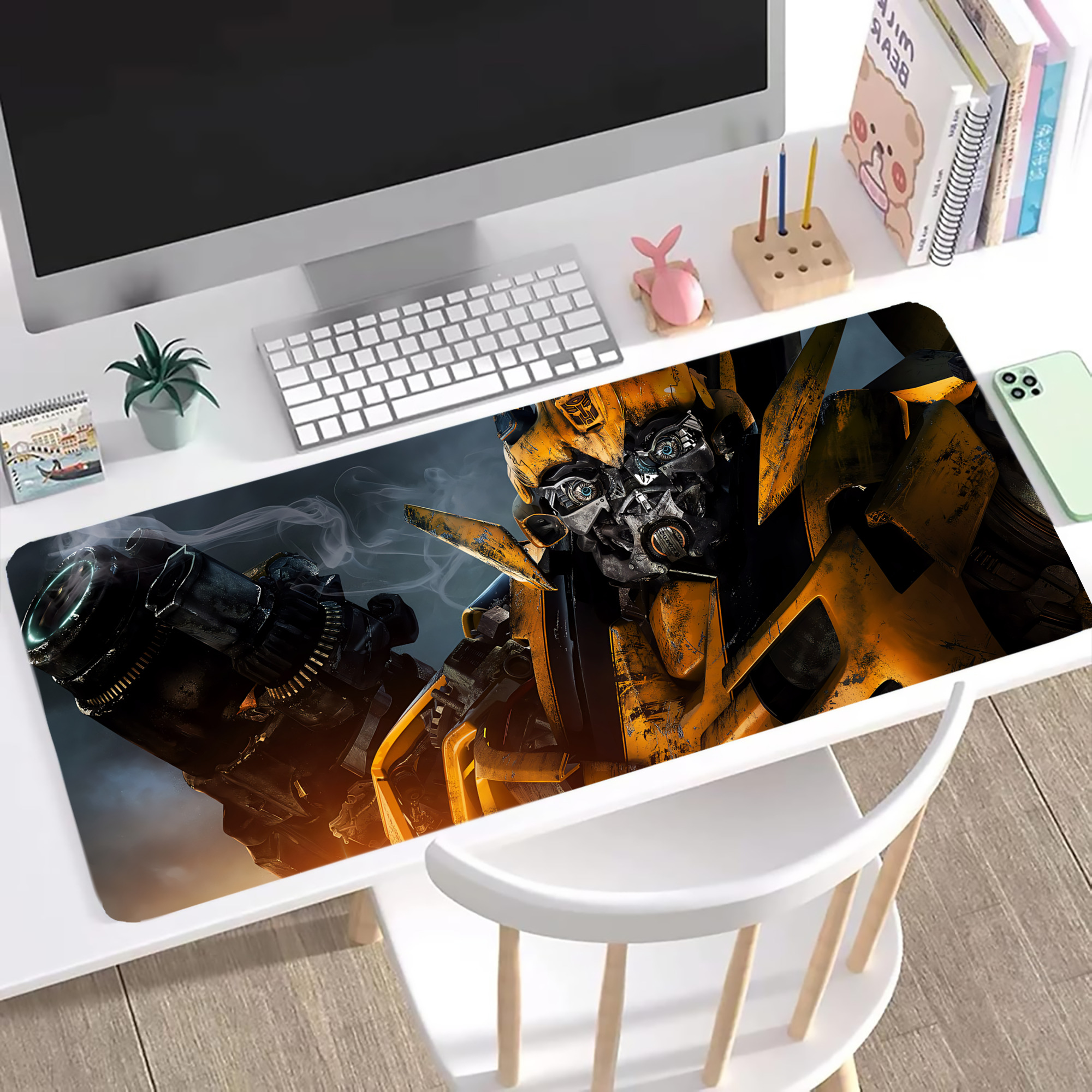（画像用） Transformers トランスフォーマー ステッチ加工 大判デスクマット／滑り止めマウスパッド