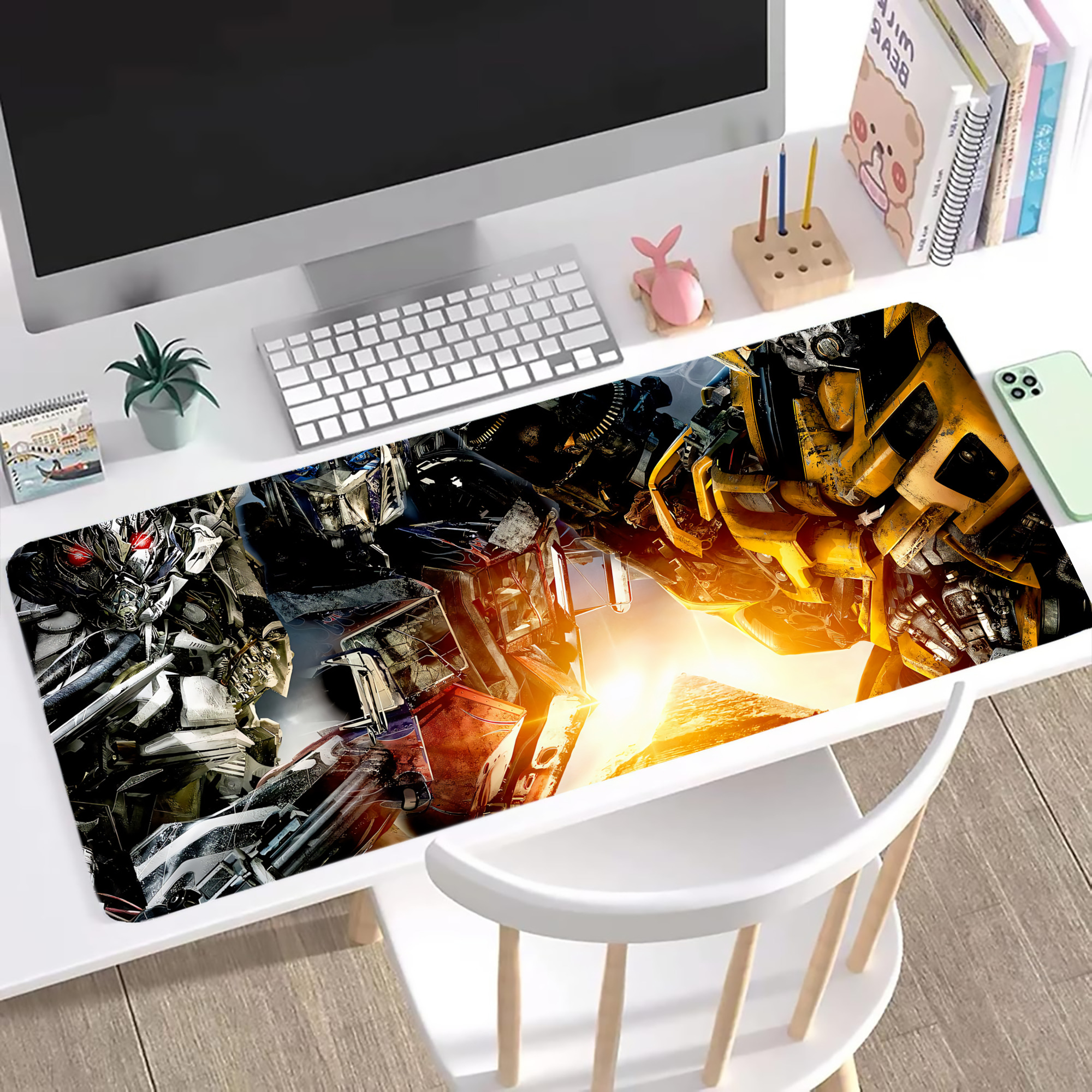 （画像用） Transformers トランスフォーマー ステッチ加工 大判デスクマット／滑り止めマウスパッド