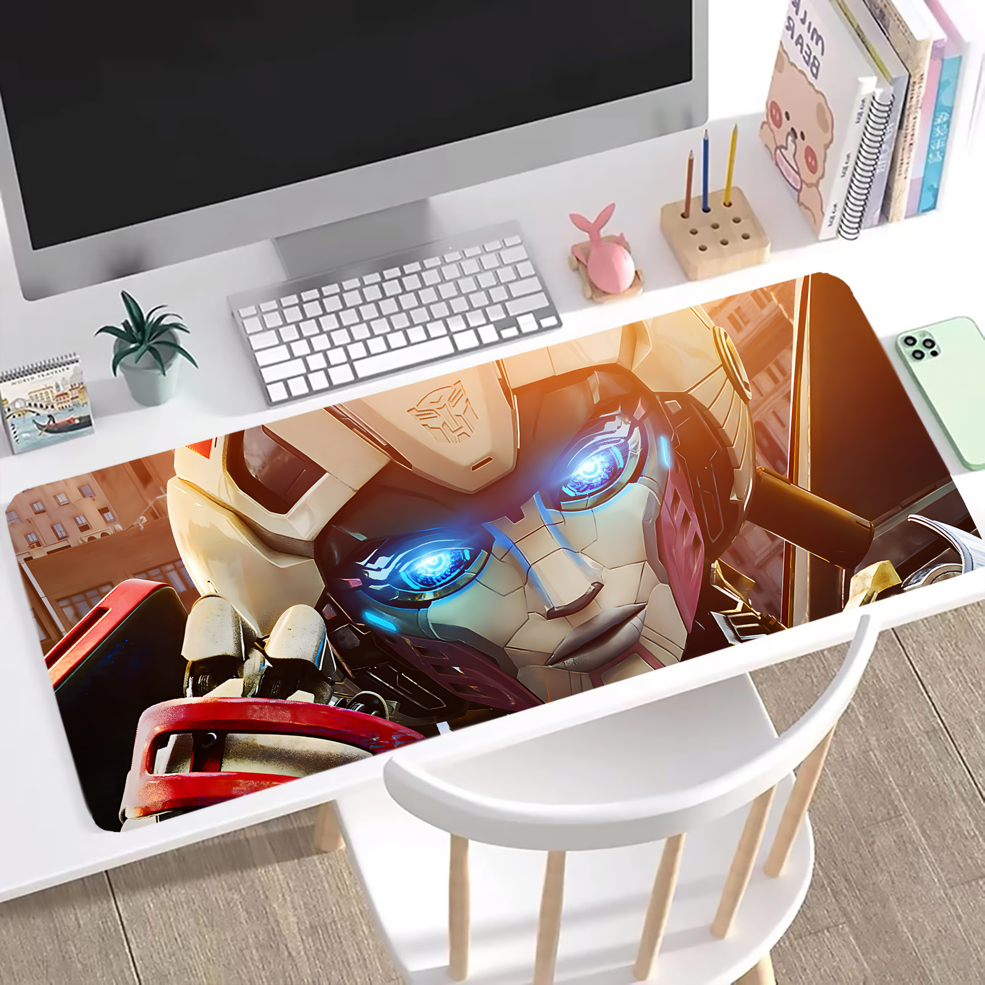 （画像用） Transformers トランスフォーマー ステッチ加工 大判デスクマット／滑り止めマウスパッド