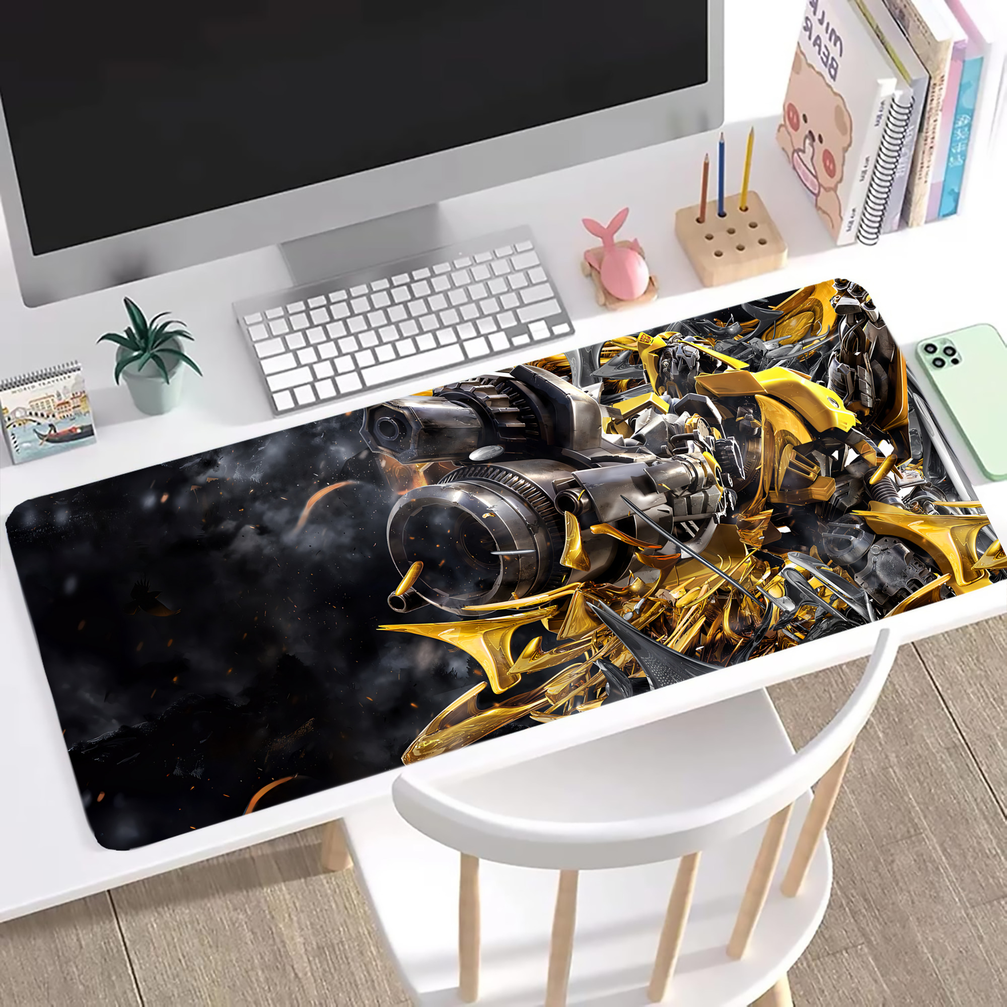 （画像用） Transformers トランスフォーマー ステッチ加工 大判デスクマット／滑り止めマウスパッド