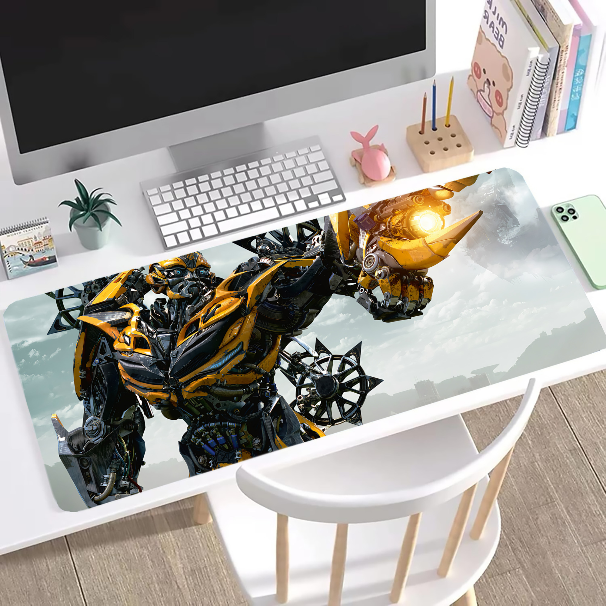 （画像用） Transformers トランスフォーマー ステッチ加工 大判デスクマット／滑り止めマウスパッド