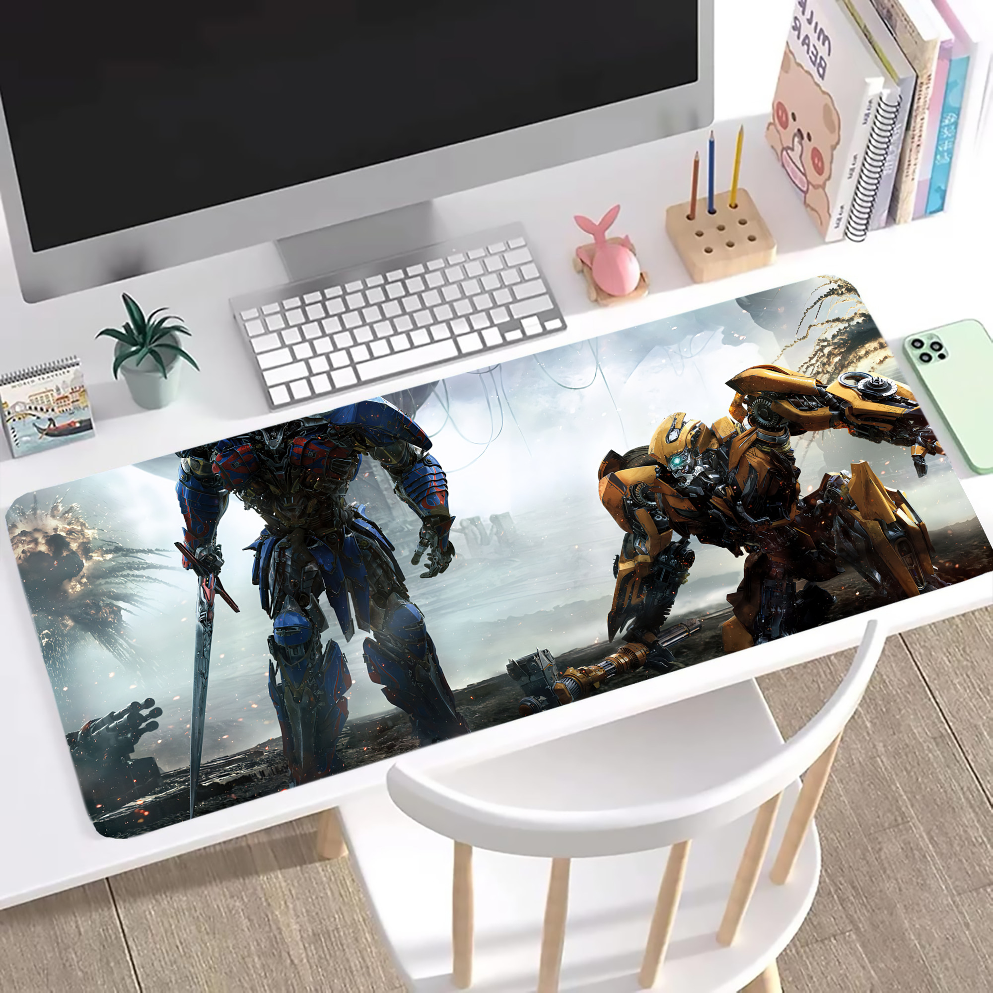 （画像用） Transformers トランスフォーマー ステッチ加工 大判デスクマット／滑り止めマウスパッド