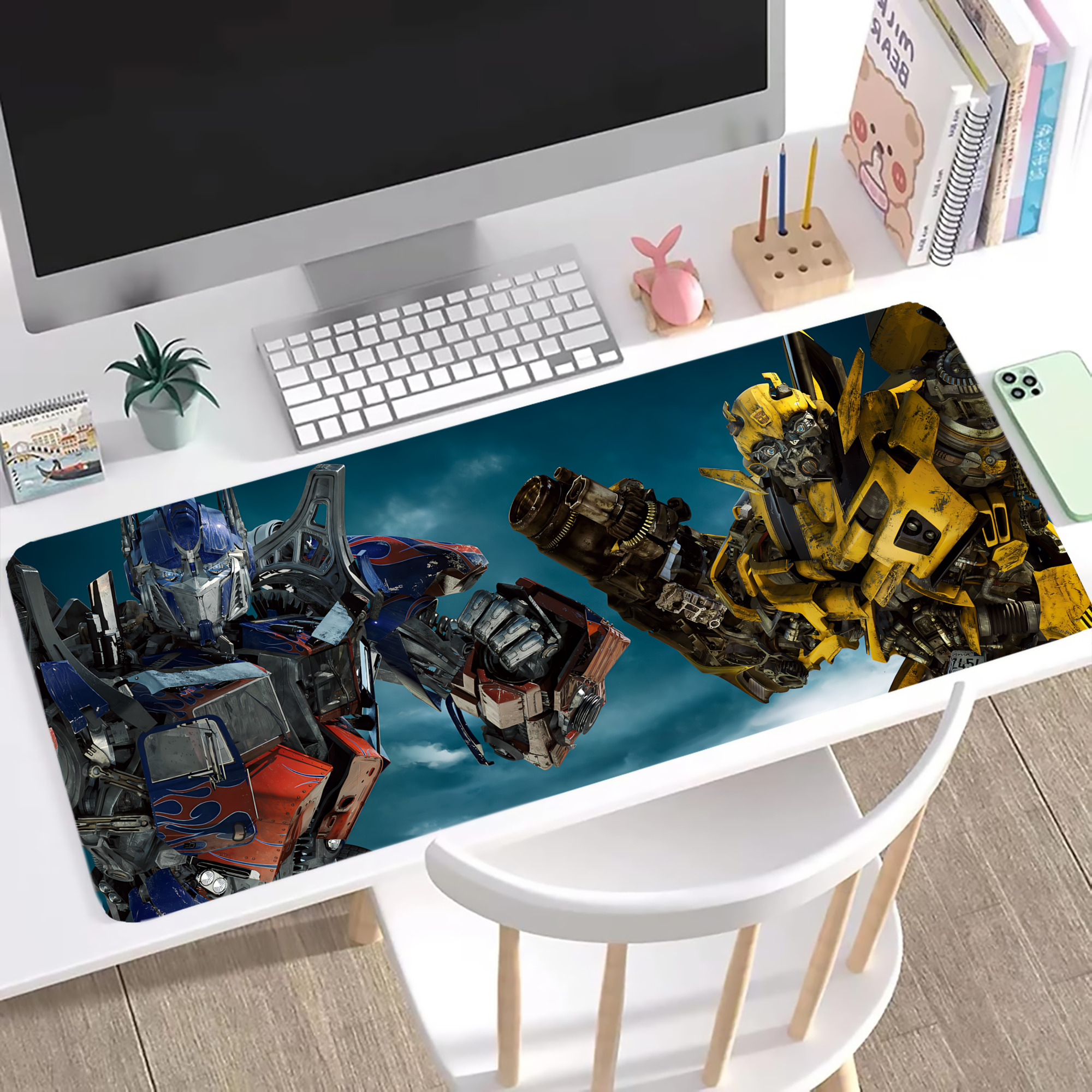 （画像用） Transformers トランスフォーマー ステッチ加工 大判デスクマット／滑り止めマウスパッド