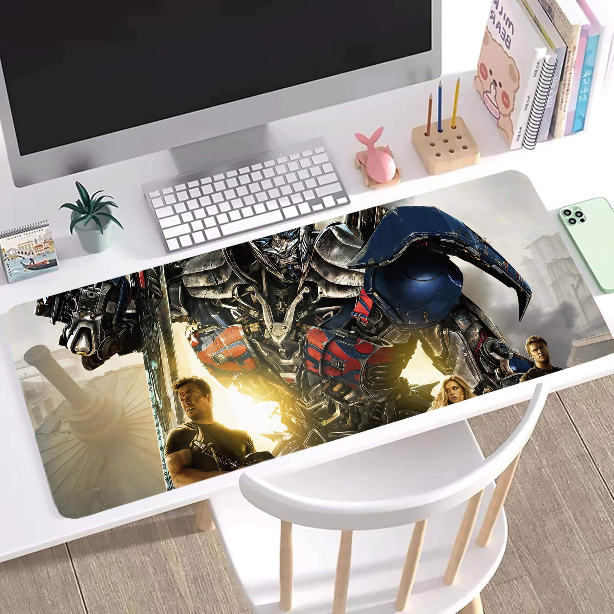 （画像用） Transformers トランスフォーマー ステッチ加工 大判デスクマット／滑り止めマウスパッド