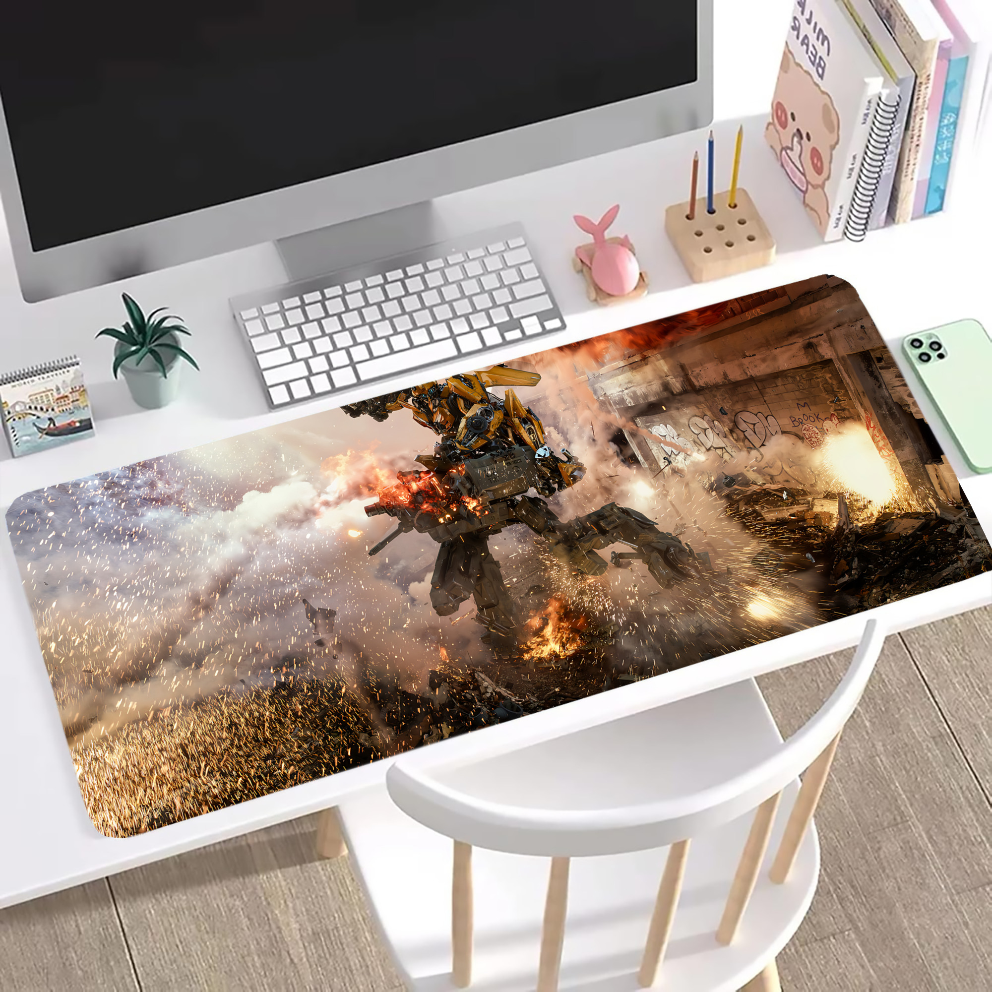 （画像用） Transformers トランスフォーマー ステッチ加工 大判デスクマット／滑り止めマウスパッド