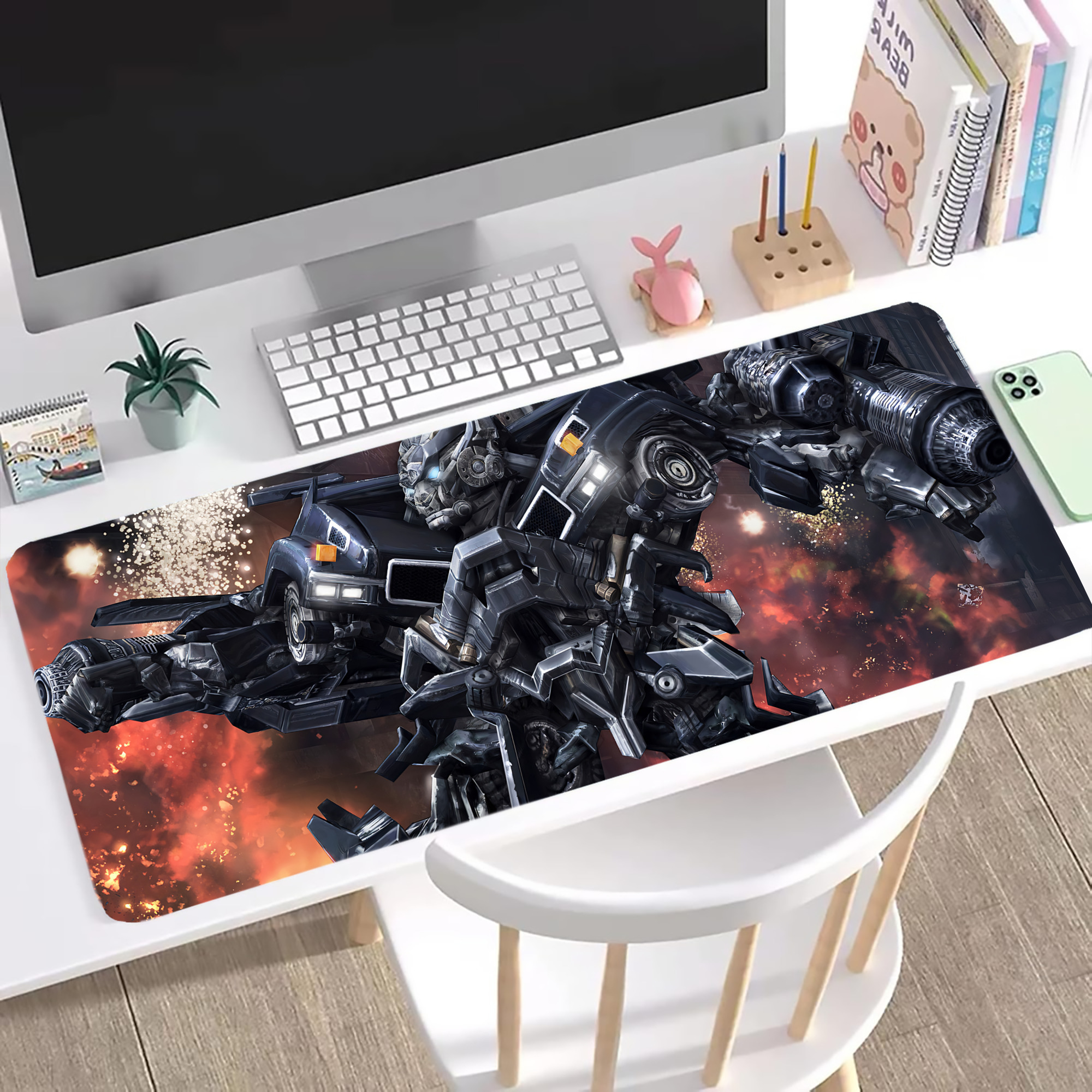 （画像用） Transformers トランスフォーマー ステッチ加工 大判デスクマット／滑り止めマウスパッド