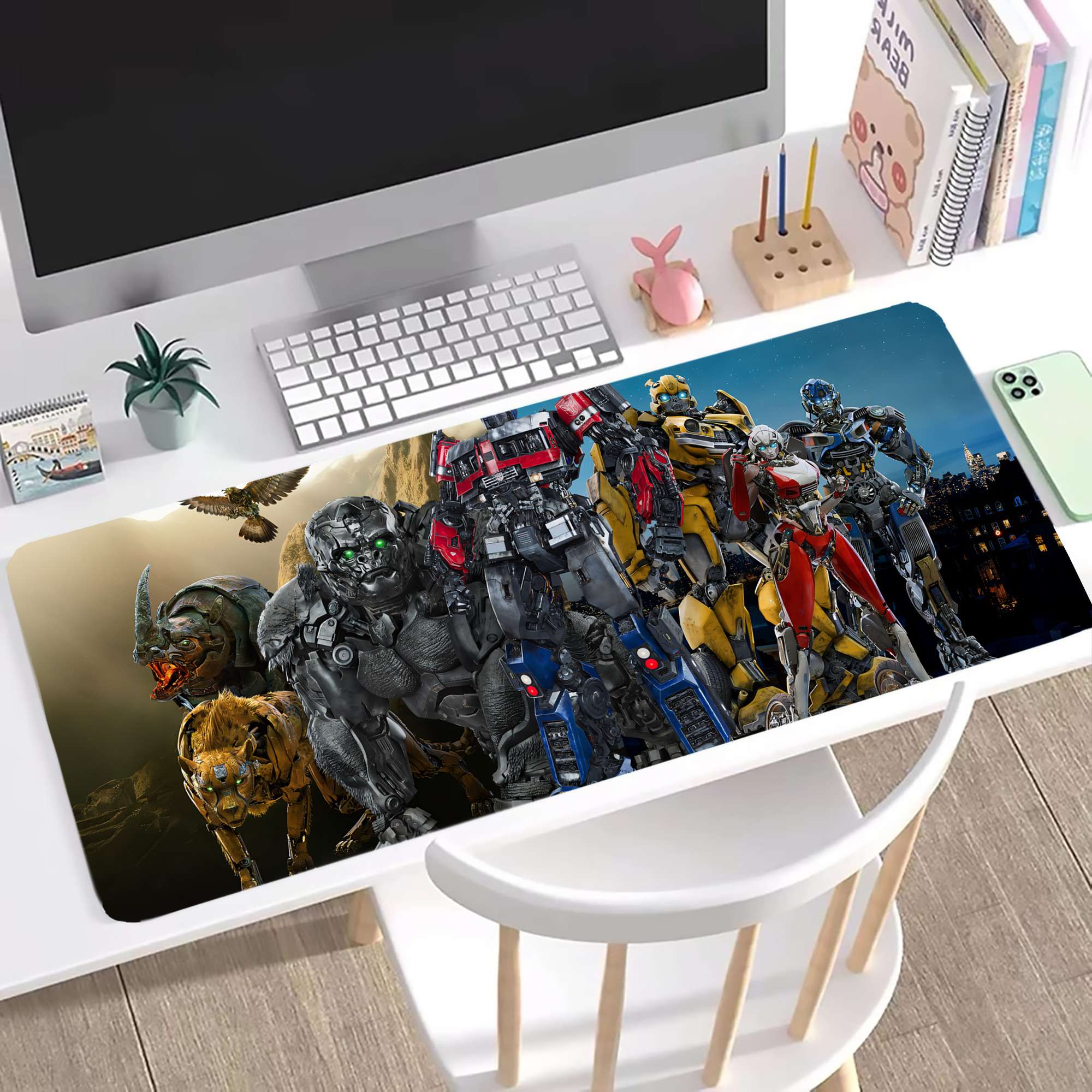 （画像用） Transformers トランスフォーマー ステッチ加工 大判デスクマット／滑り止めマウスパッド