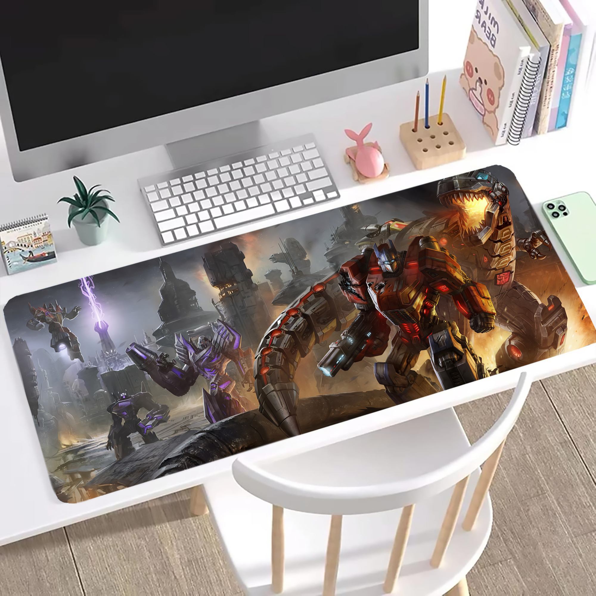 （画像用） Transformers トランスフォーマー ステッチ加工 大判デスクマット／滑り止めマウスパッド