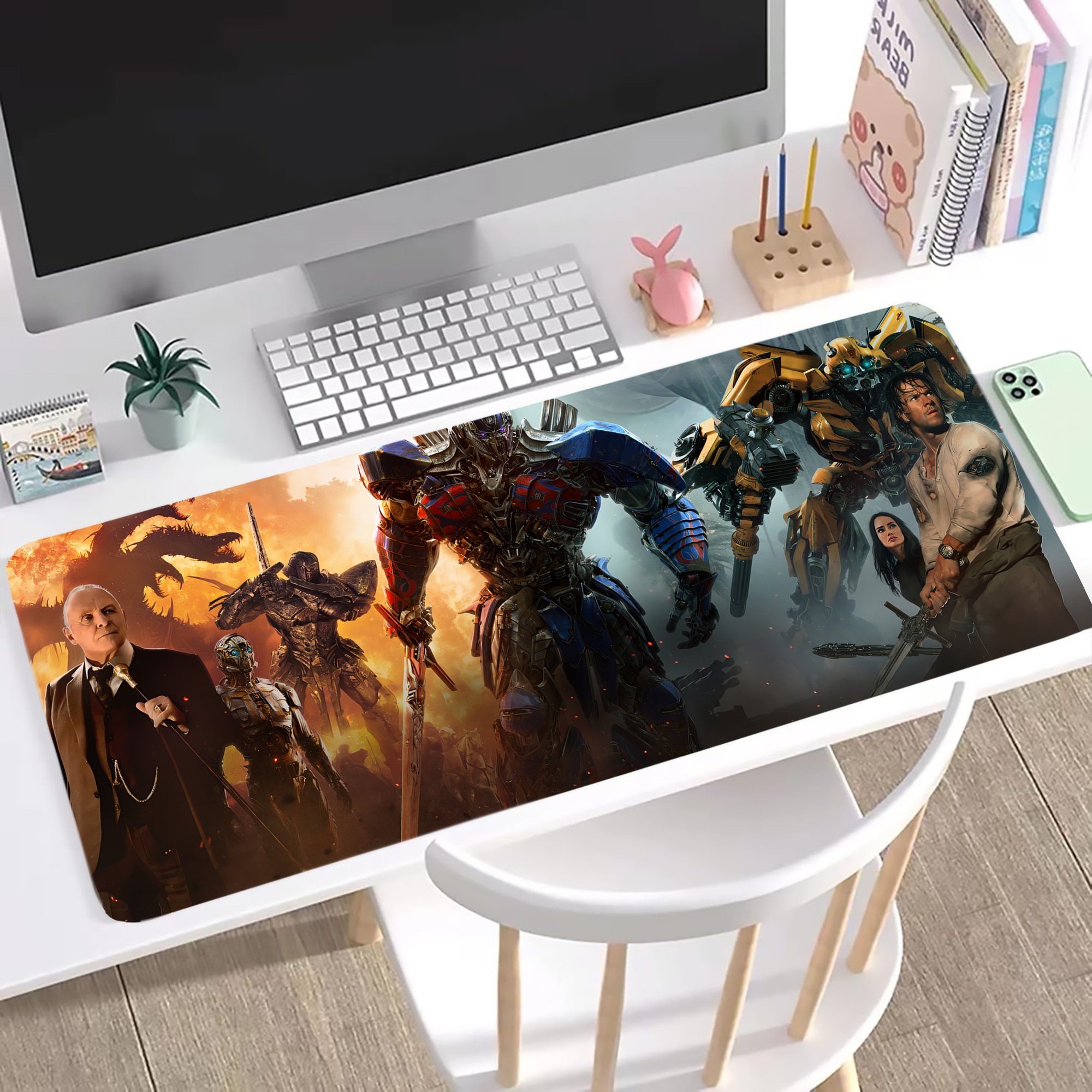 （画像用） Transformers トランスフォーマー ステッチ加工 大判デスクマット／滑り止めマウスパッド
