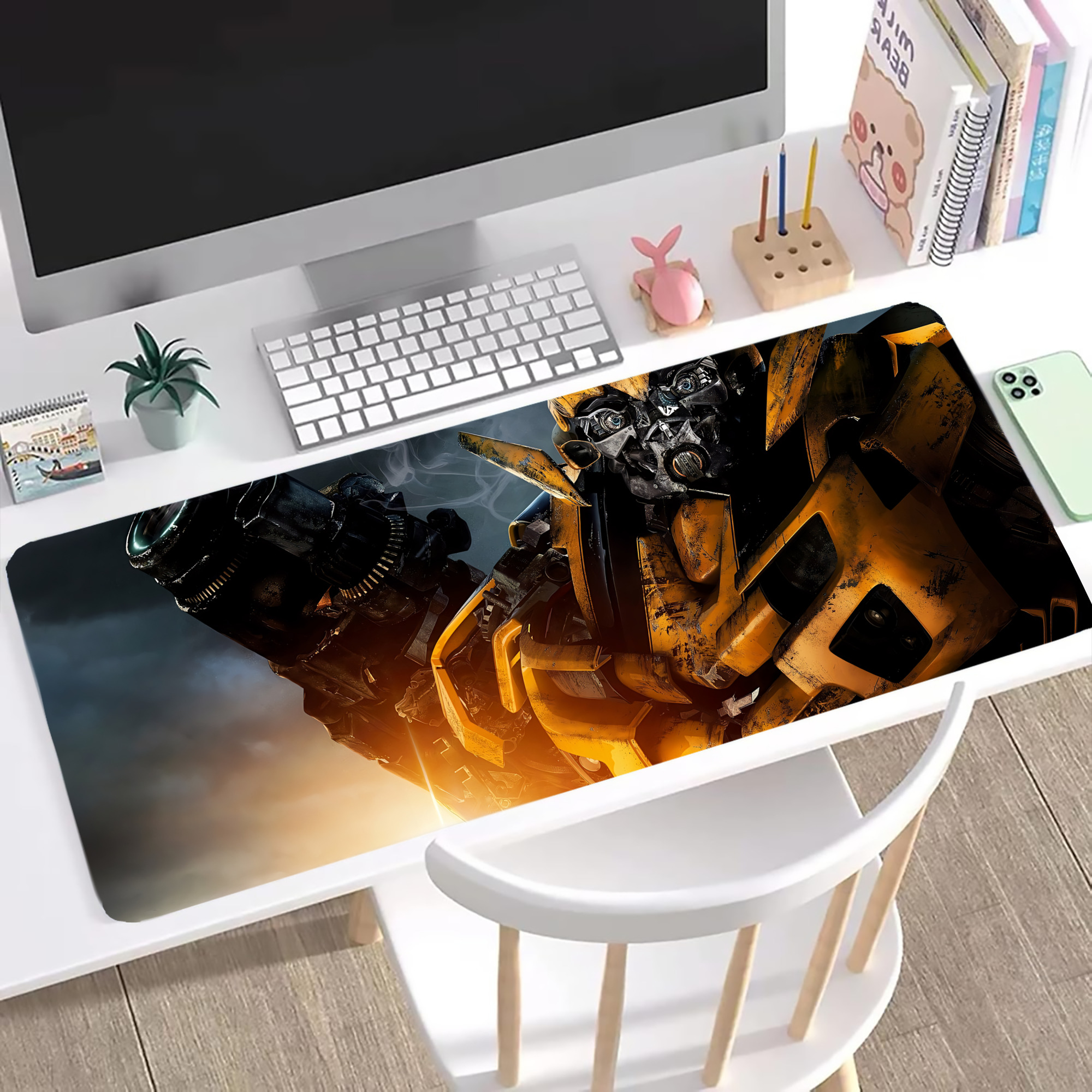 （画像用） Transformers トランスフォーマー ステッチ加工 大判デスクマット／滑り止めマウスパッド