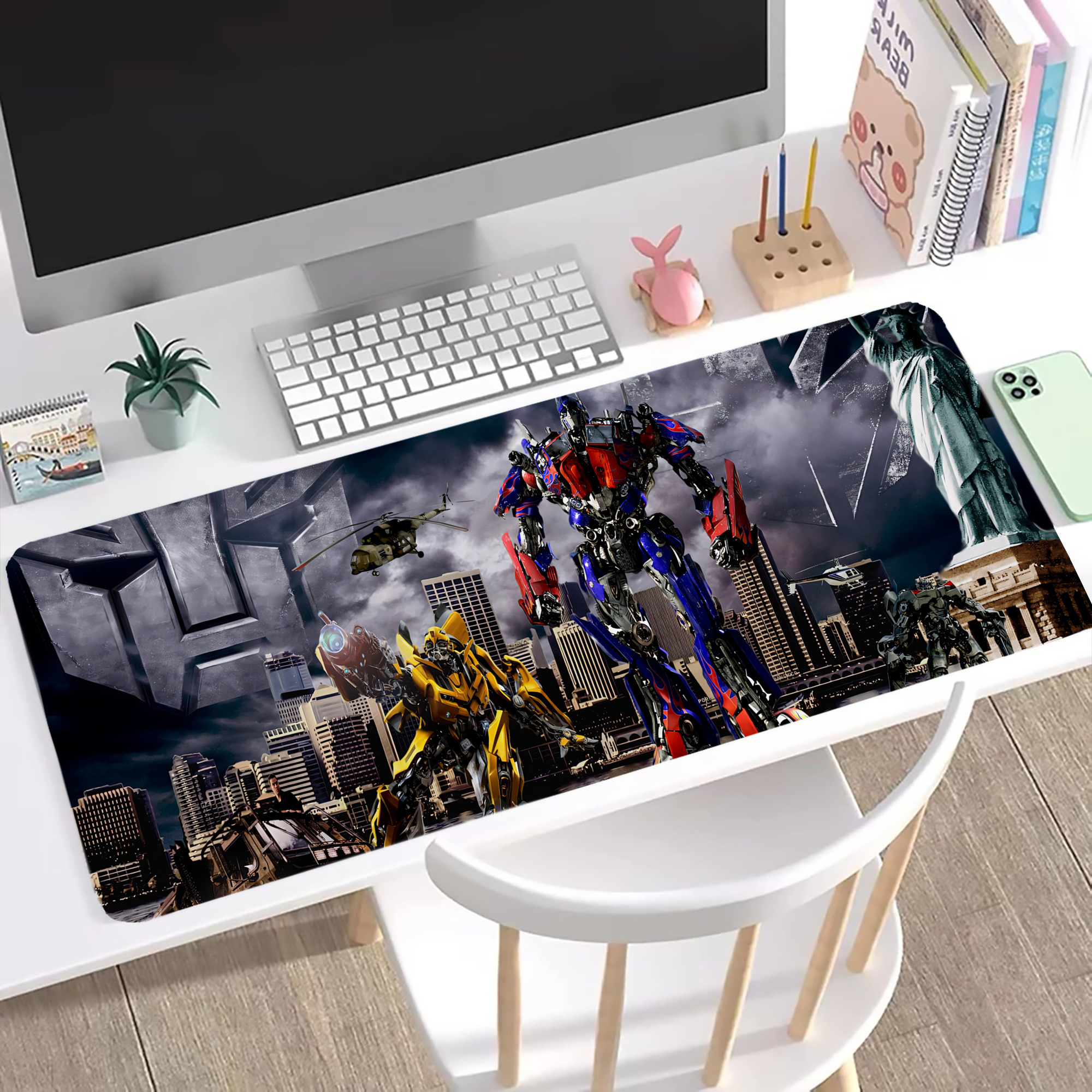（画像用） Transformers トランスフォーマー ステッチ加工 大判デスクマット／滑り止めマウスパッド
