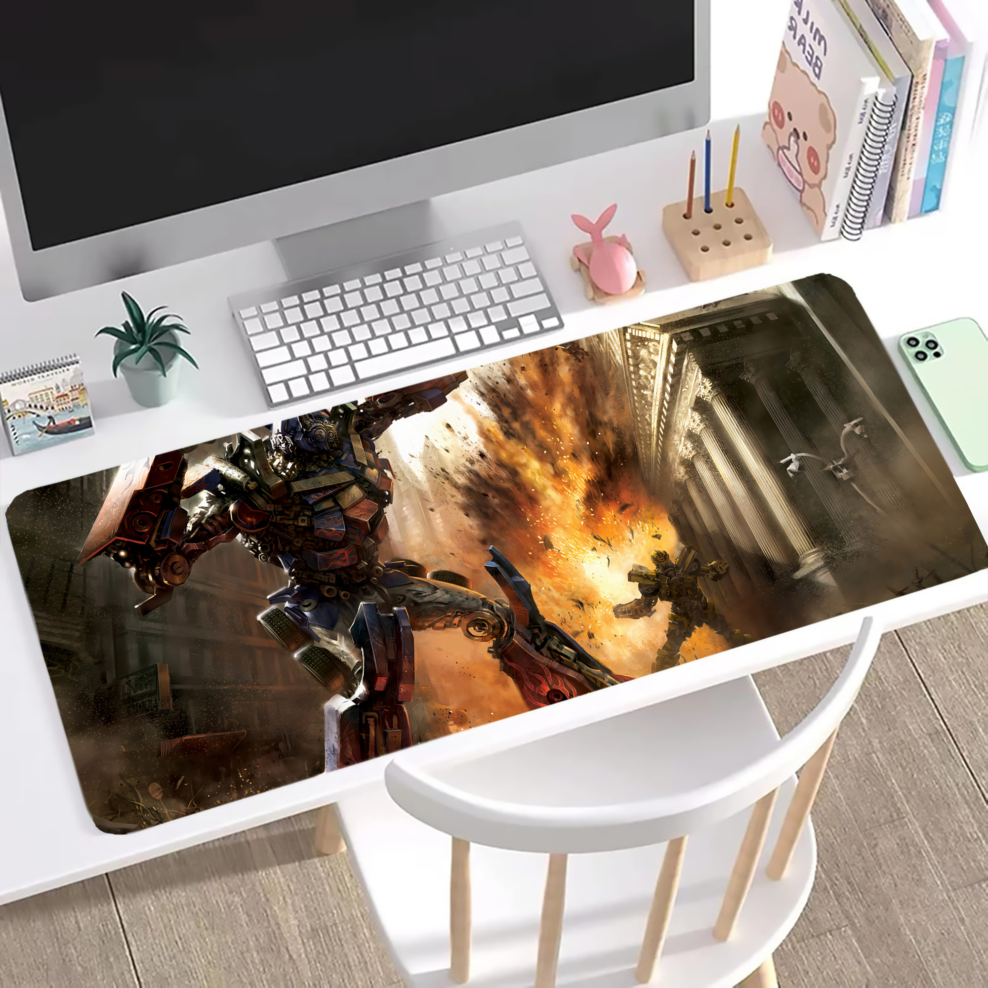 （画像用） Transformers トランスフォーマー ステッチ加工 大判デスクマット／滑り止めマウスパッド