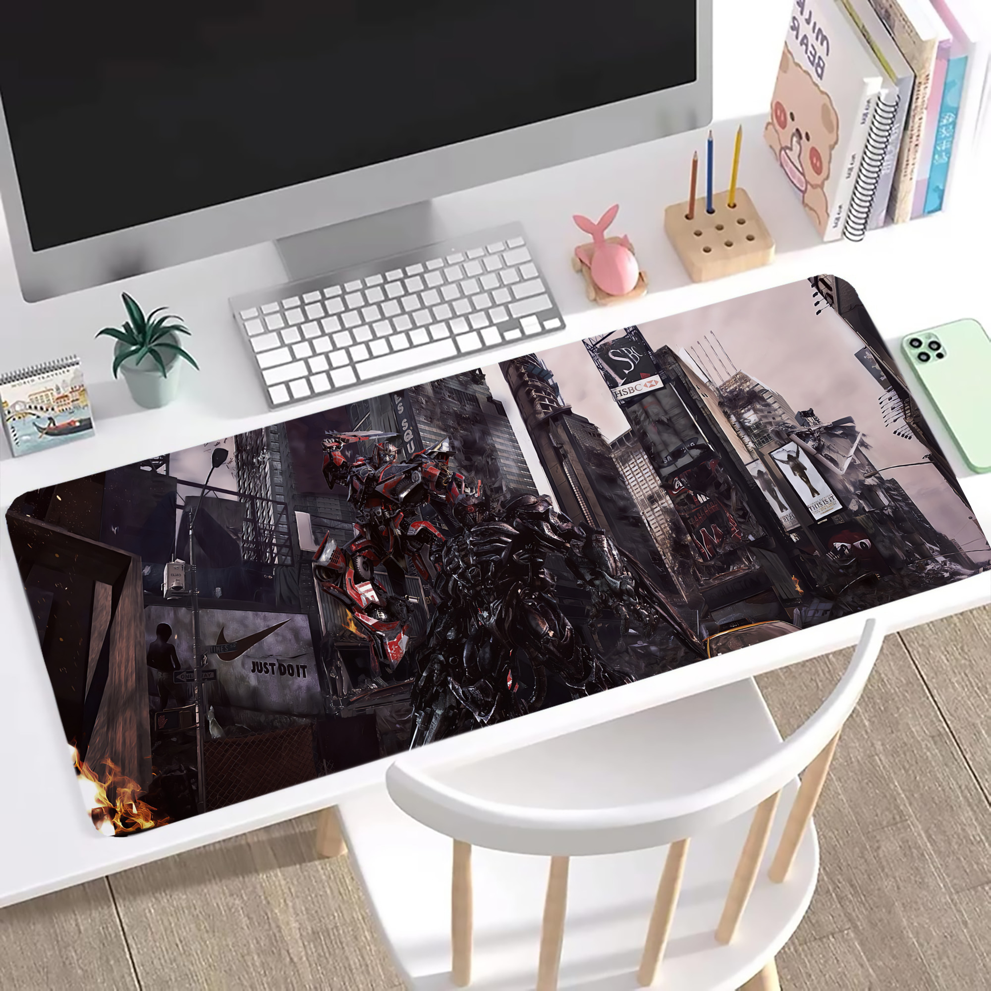 （画像用） Transformers トランスフォーマー ステッチ加工 大判デスクマット／滑り止めマウスパッド