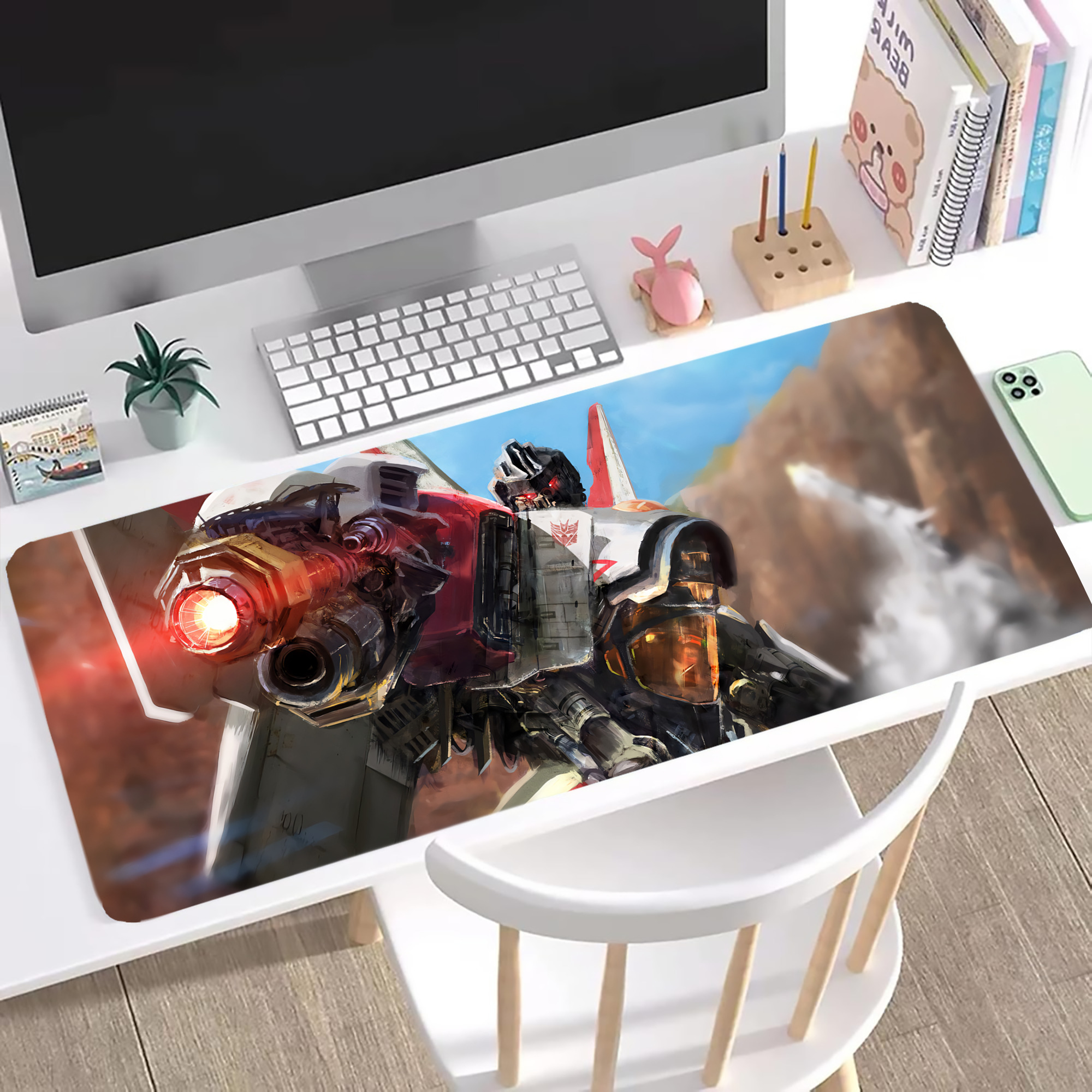 （画像用） Transformers トランスフォーマー ステッチ加工 大判デスクマット／滑り止めマウスパッド