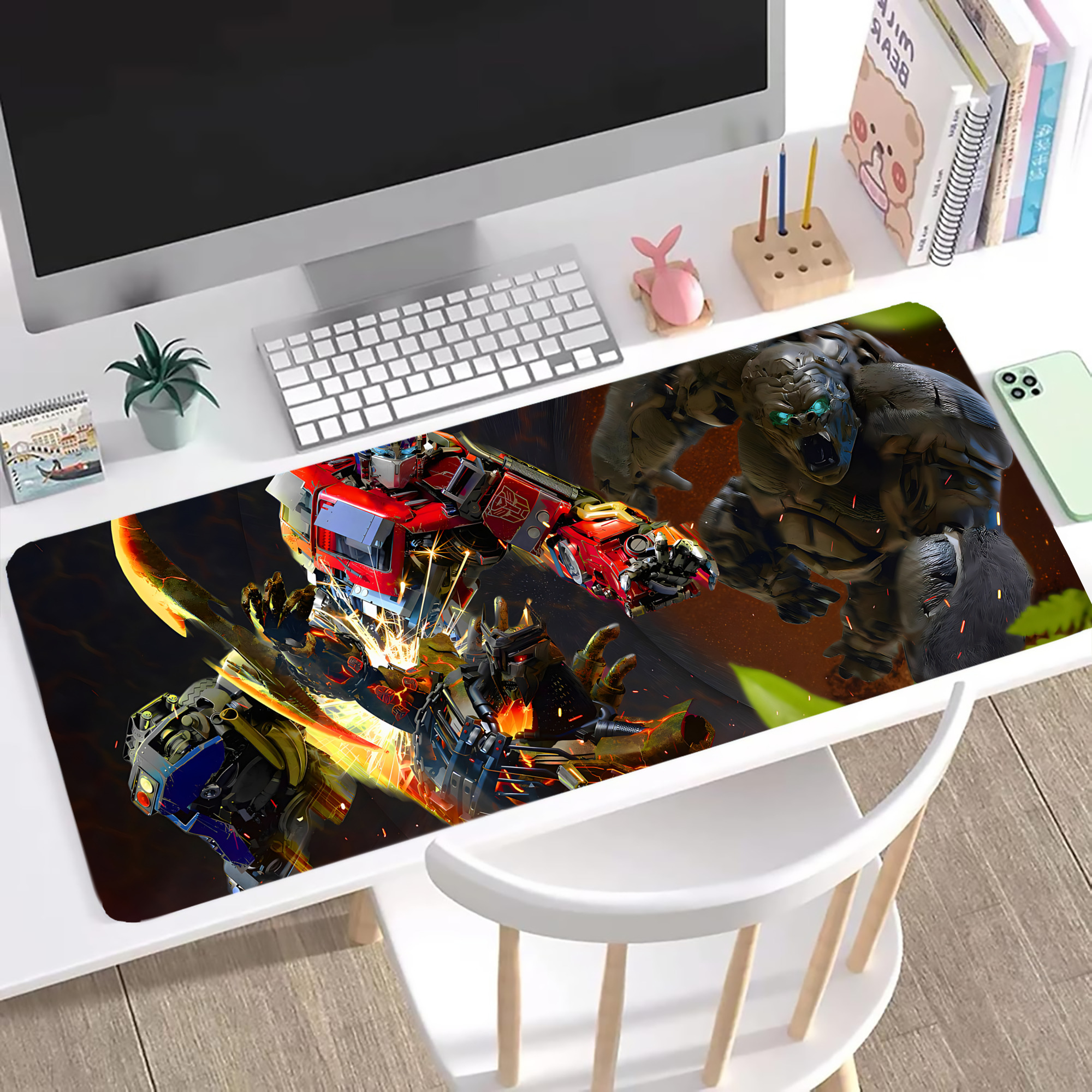 （画像用） Transformers トランスフォーマー ステッチ加工 大判デスクマット／滑り止めマウスパッド