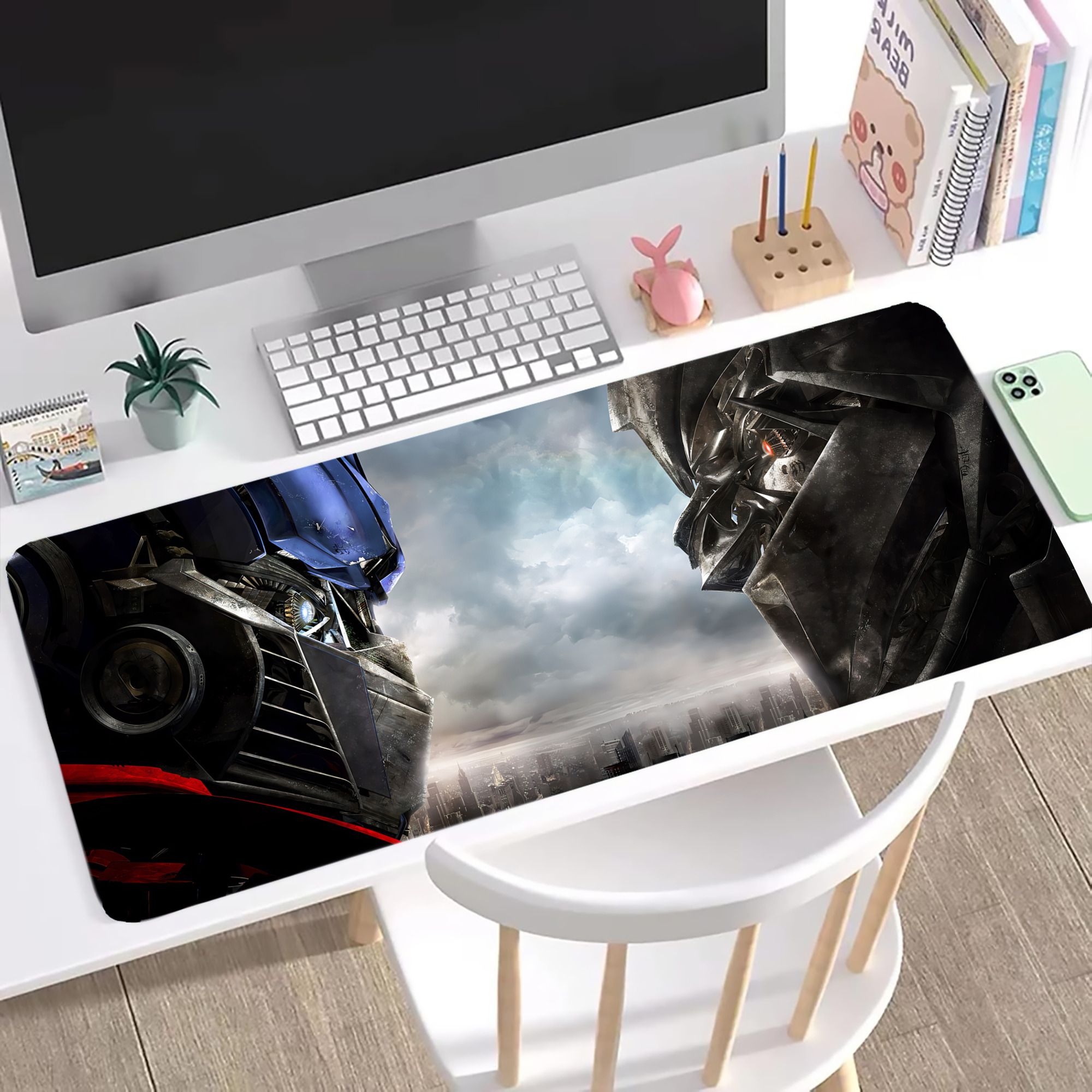 （画像用） Transformers トランスフォーマー ステッチ加工 大判デスクマット／滑り止めマウスパッド
