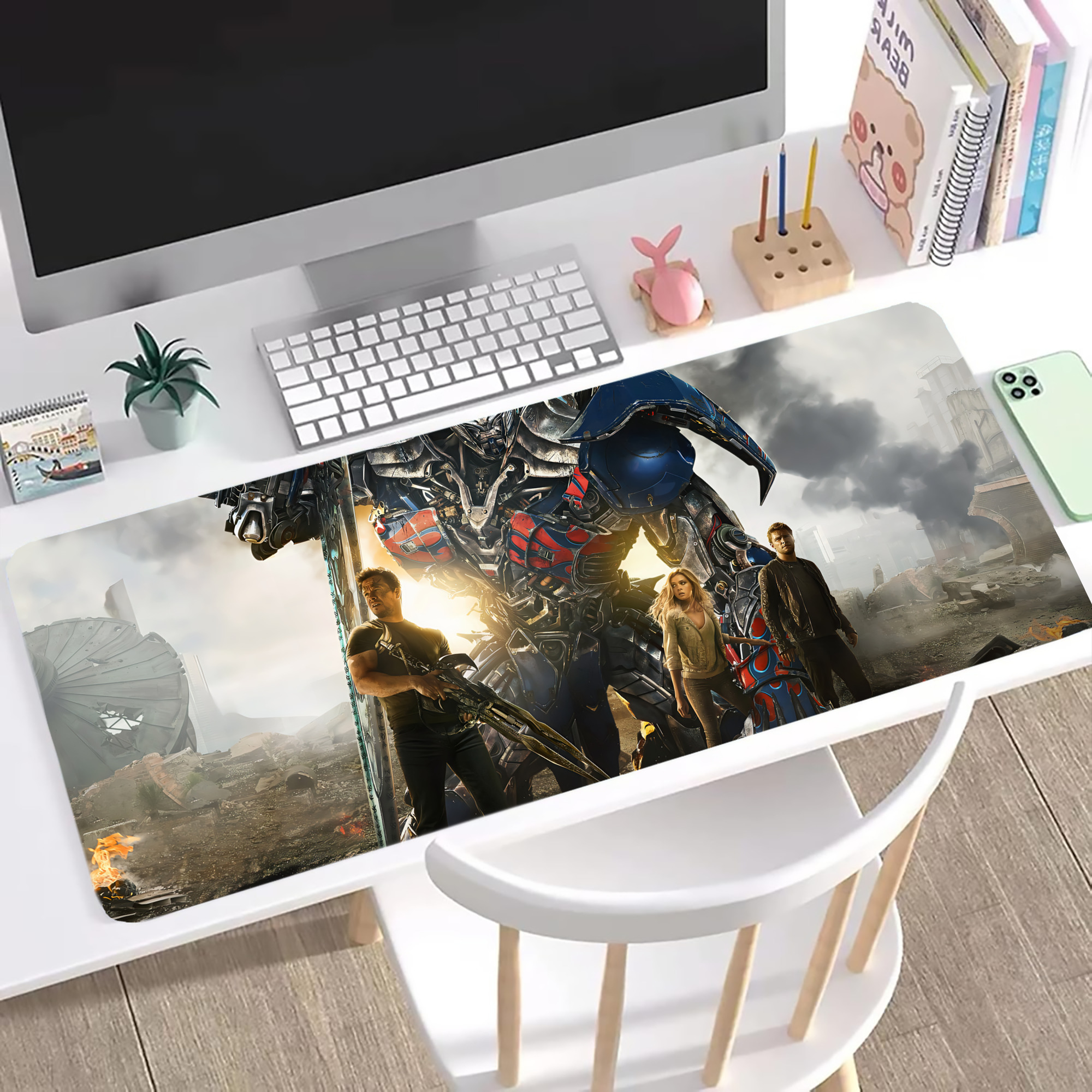 （画像用） Transformers トランスフォーマー ステッチ加工 大判デスクマット／滑り止めマウスパッド