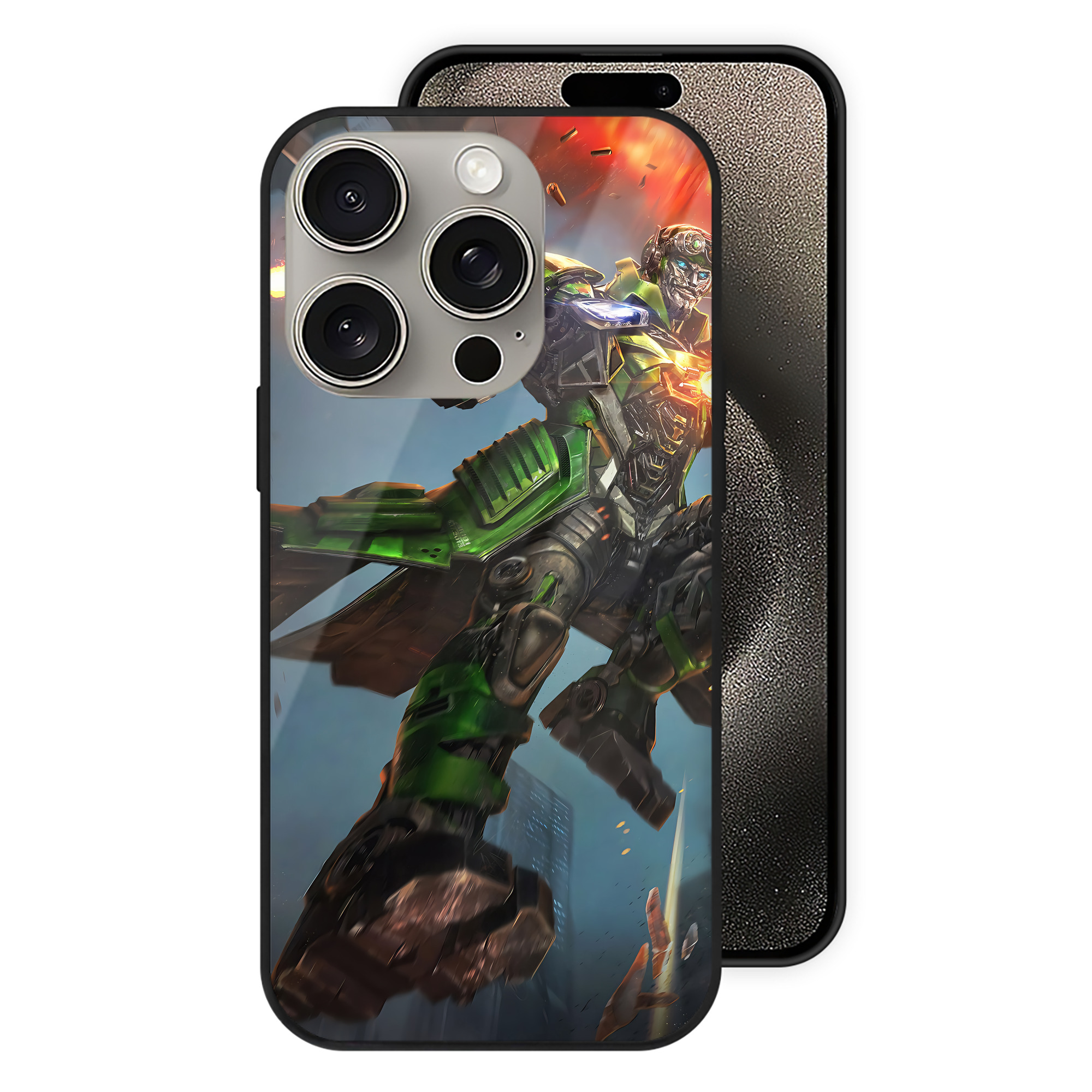 （画像用） Transformers トランスフォーマー 【iPhone15Pro対応】スマホケース 耐衝撃＆黄変防止 背面ガラス