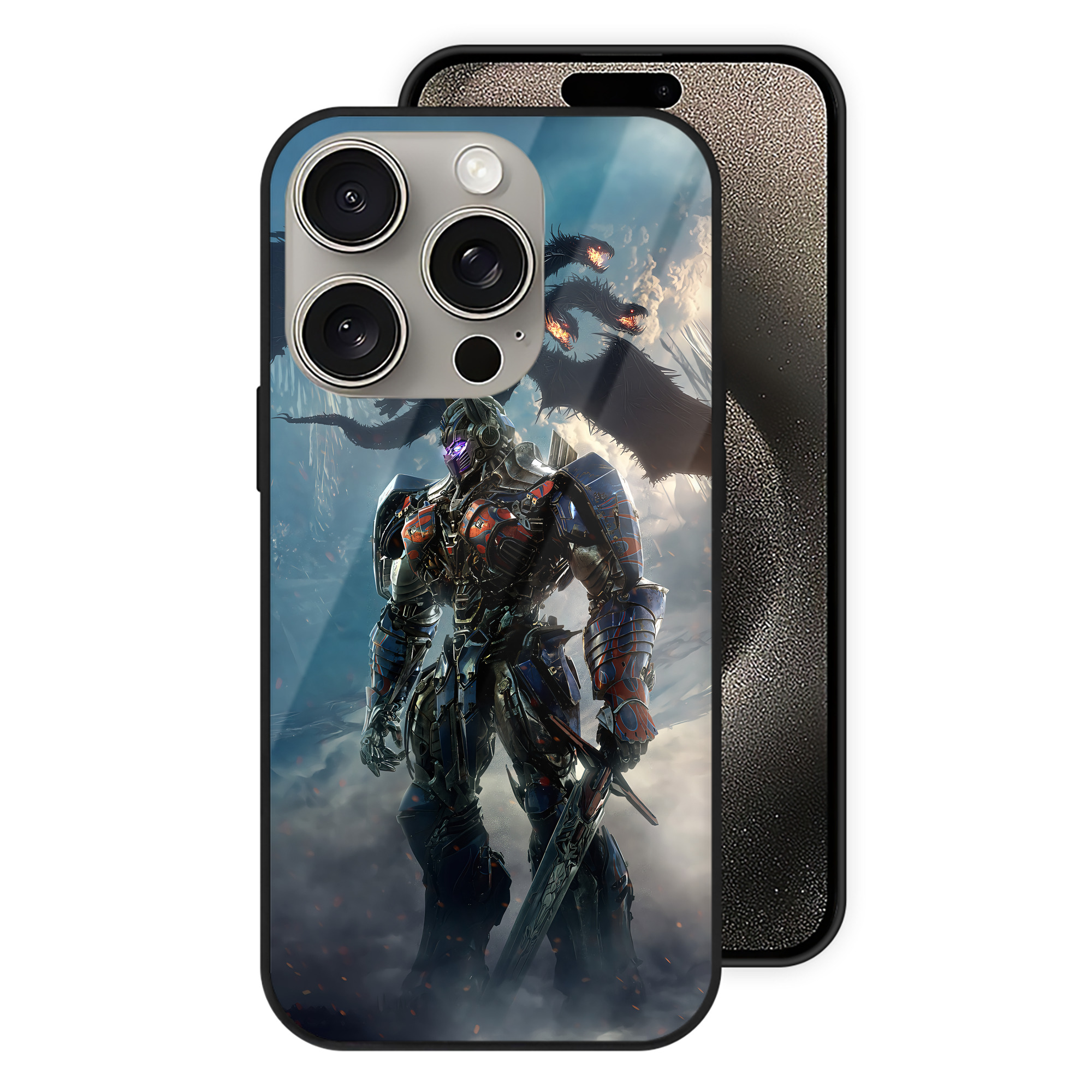 （画像用） Transformers トランスフォーマー 【iPhone15Pro対応】スマホケース 耐衝撃＆黄変防止 背面ガラス