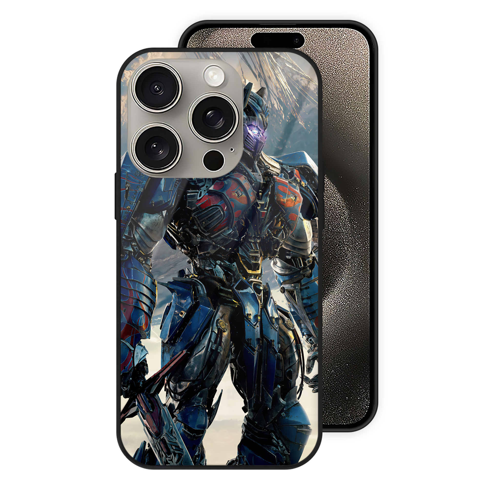 （画像用） Transformers トランスフォーマー 【iPhone15Pro対応】スマホケース 耐衝撃＆黄変防止 背面ガラス