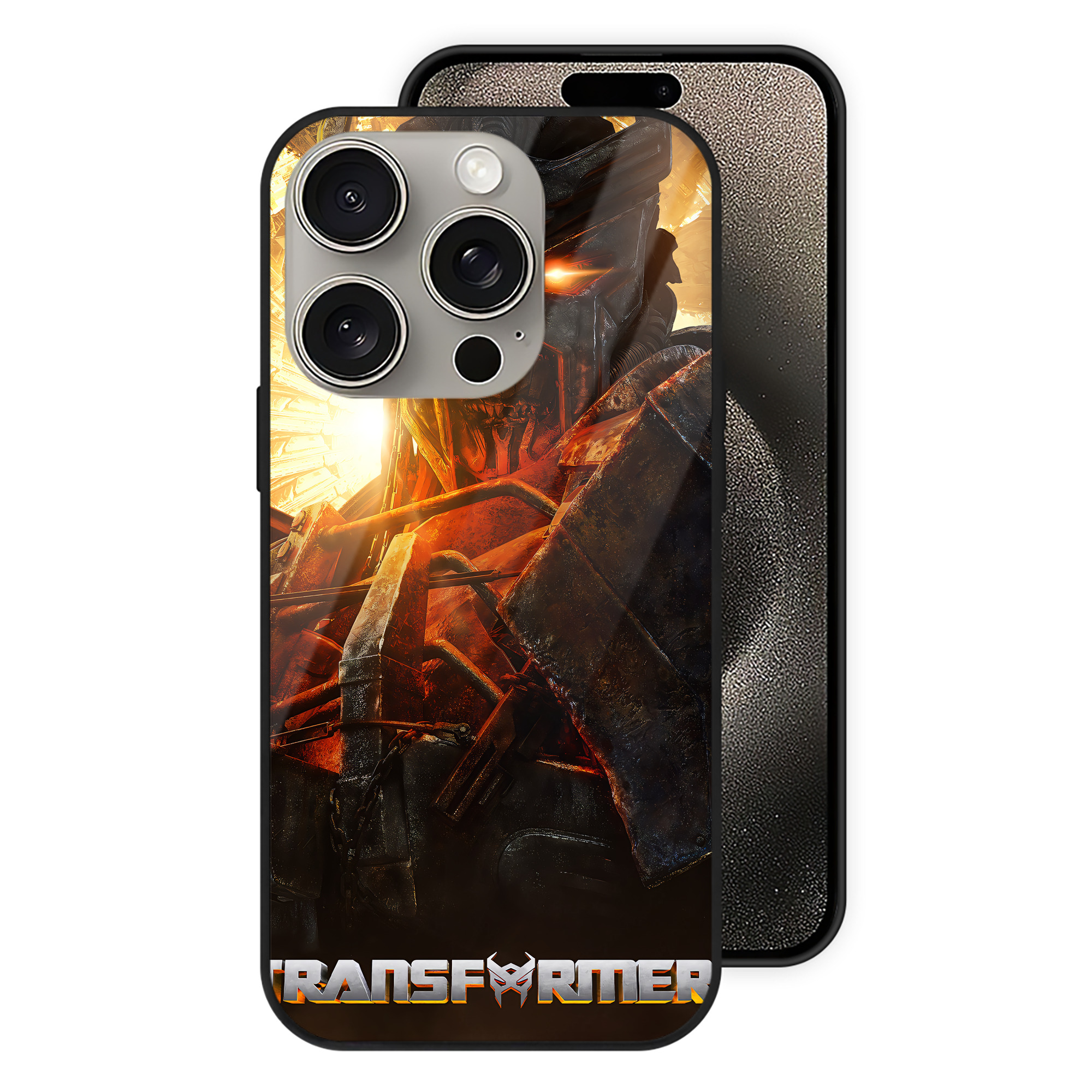 （画像用） Transformers トランスフォーマー 【iPhone15Pro対応】スマホケース 耐衝撃＆黄変防止 背面ガラス