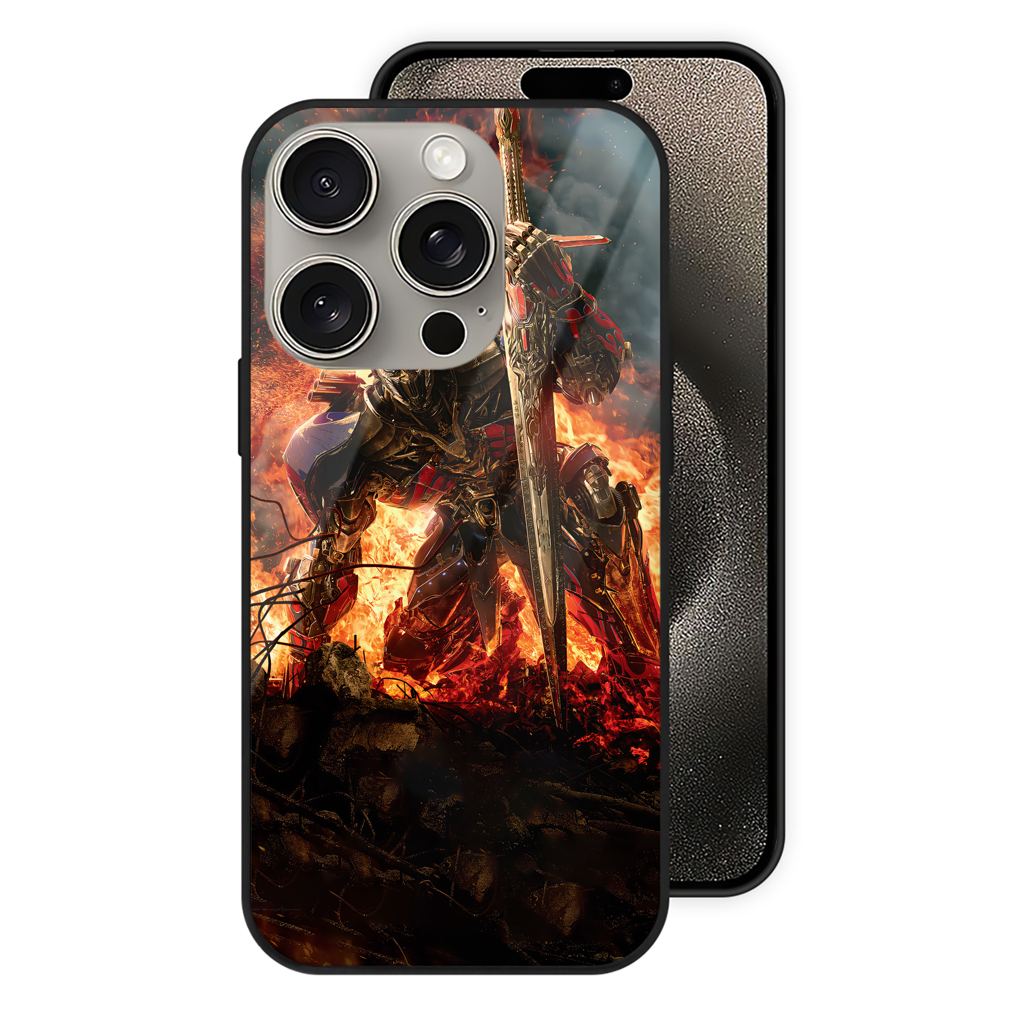 （画像用） Transformers トランスフォーマー 【iPhone15Pro対応】スマホケース 耐衝撃＆黄変防止 背面ガラス