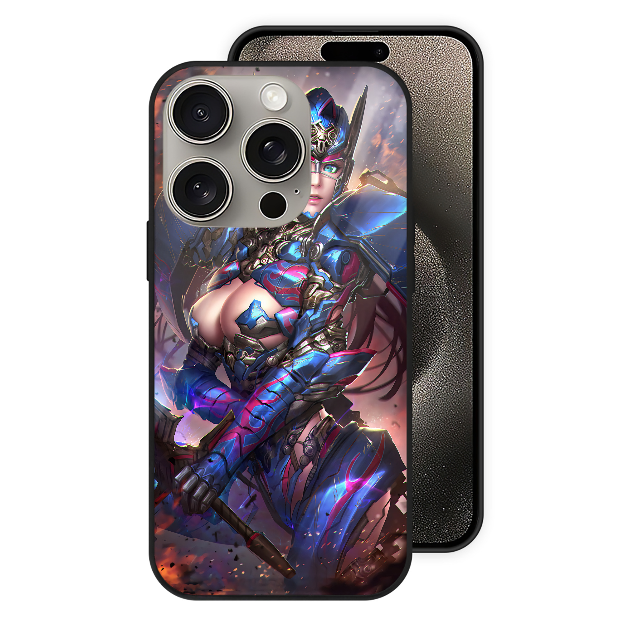 （画像用） Transformers トランスフォーマー 【iPhone15Pro対応】スマホケース 耐衝撃＆黄変防止 背面ガラス