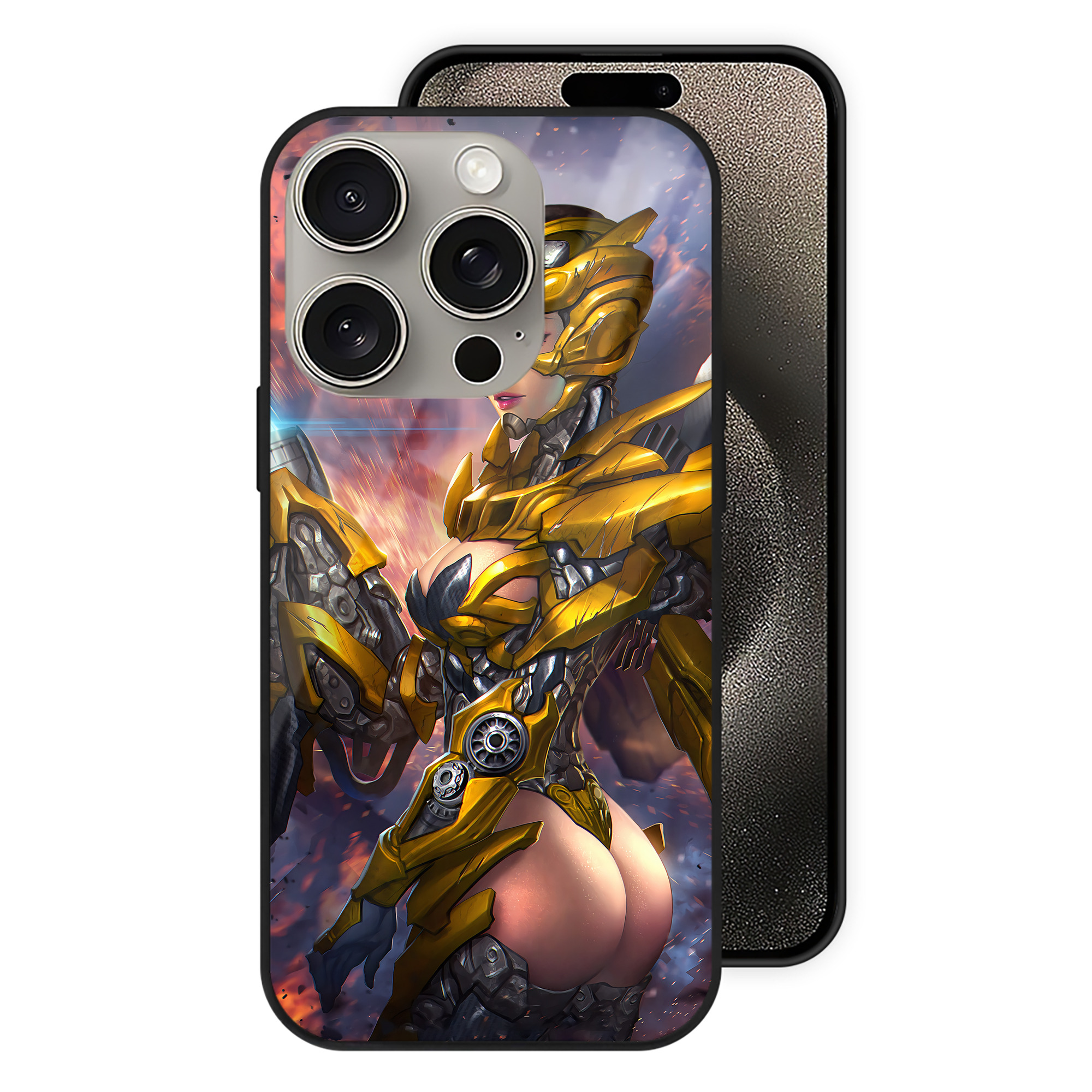 （画像用） Transformers トランスフォーマー 【iPhone15Pro対応】スマホケース 耐衝撃＆黄変防止 背面ガラス
