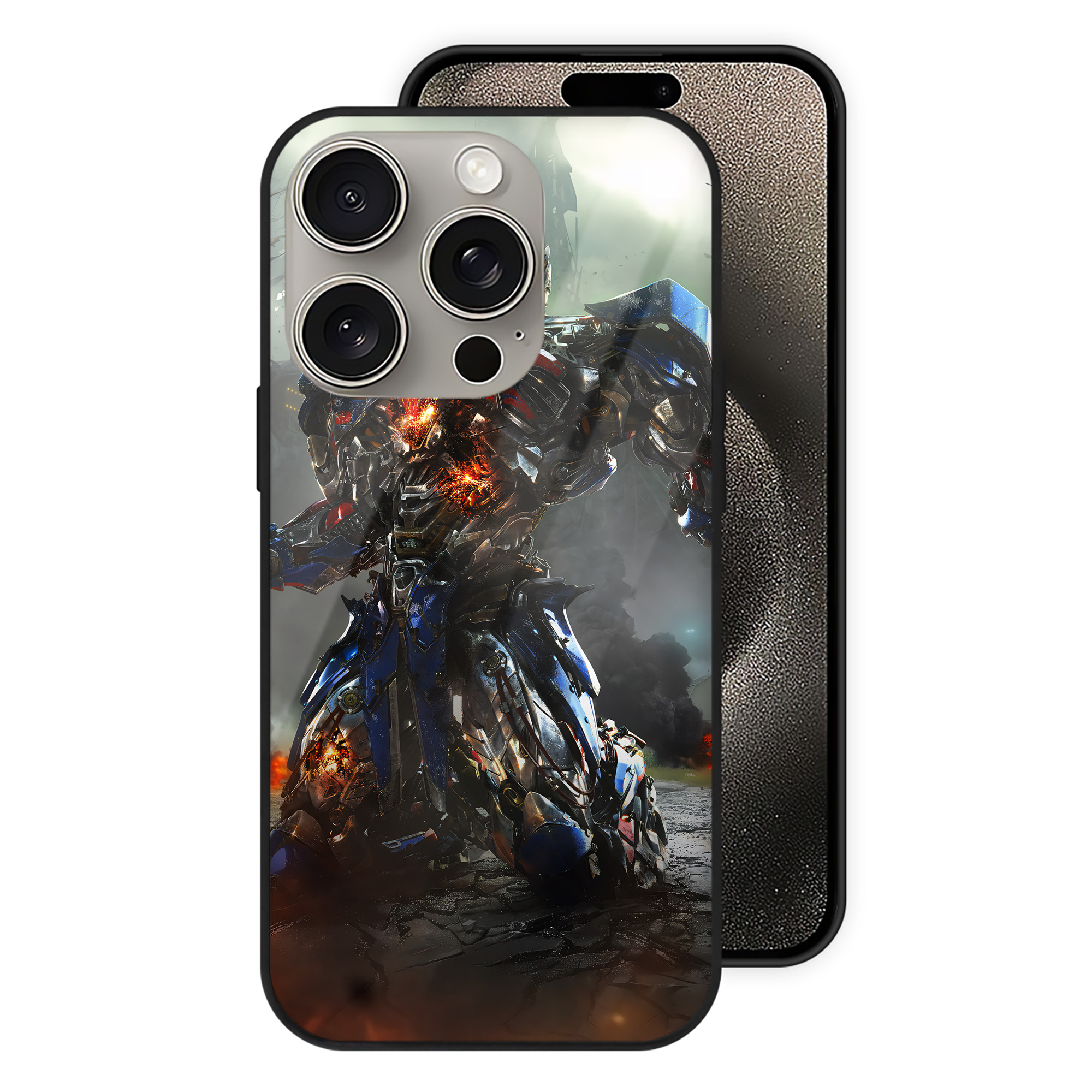 （画像用） Transformers トランスフォーマー 【iPhone15Pro対応】スマホケース 耐衝撃＆黄変防止 背面ガラス