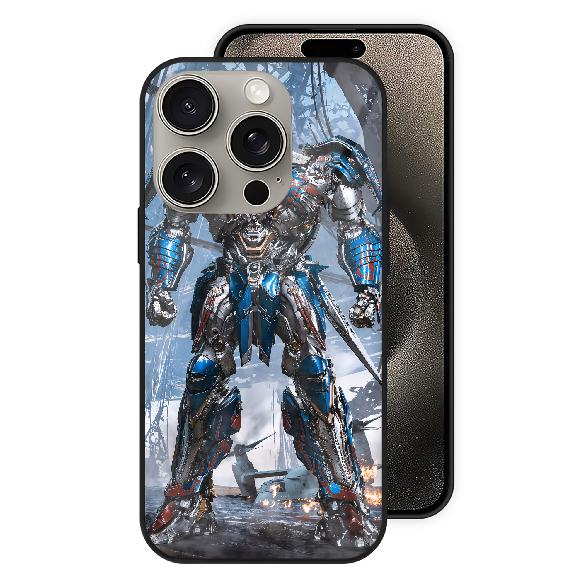 （画像用） Transformers トランスフォーマー 【iPhone15Pro対応】スマホケース 耐衝撃＆黄変防止 背面ガラス
