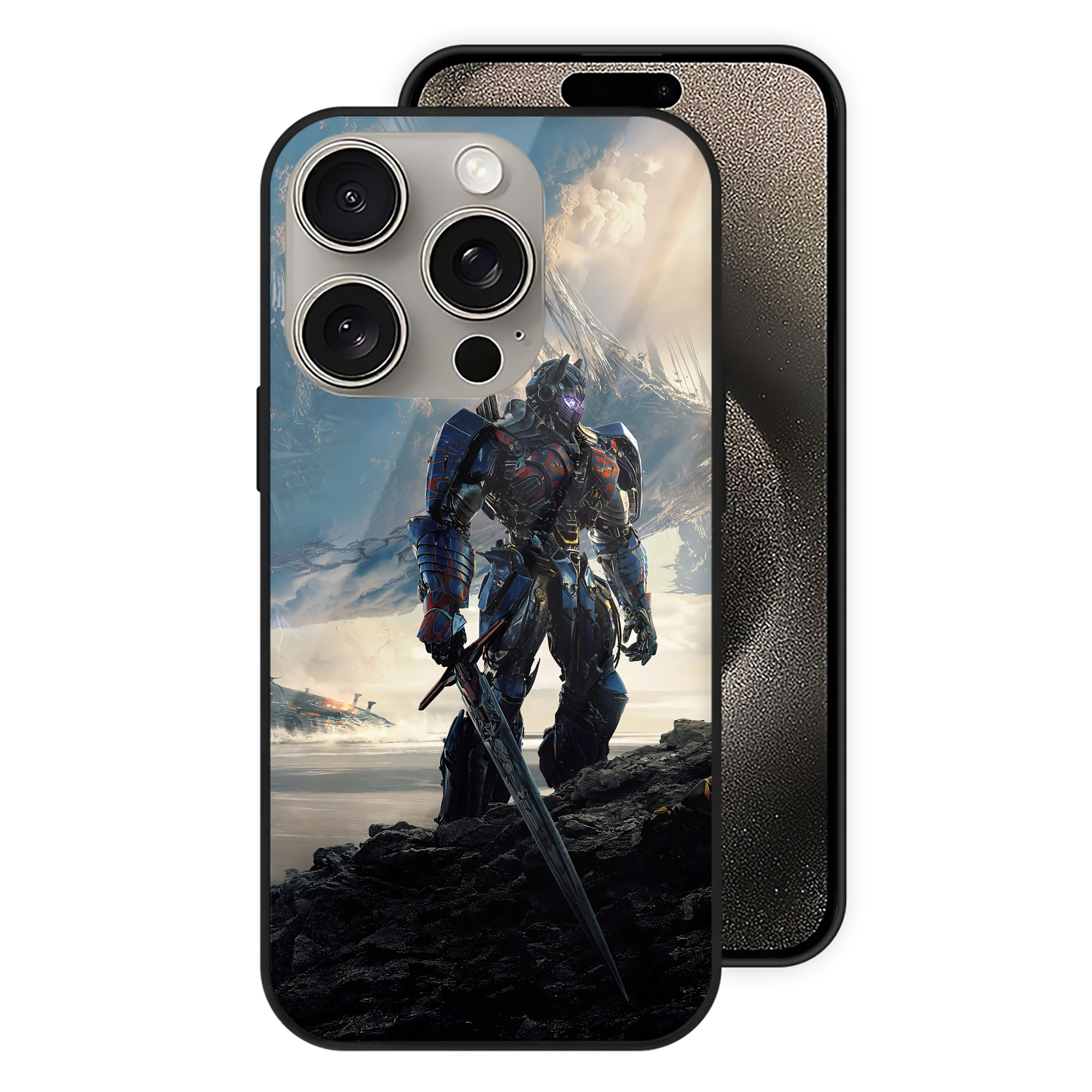 （画像用） Transformers トランスフォーマー 【iPhone15Pro対応】スマホケース 耐衝撃＆黄変防止 背面ガラス