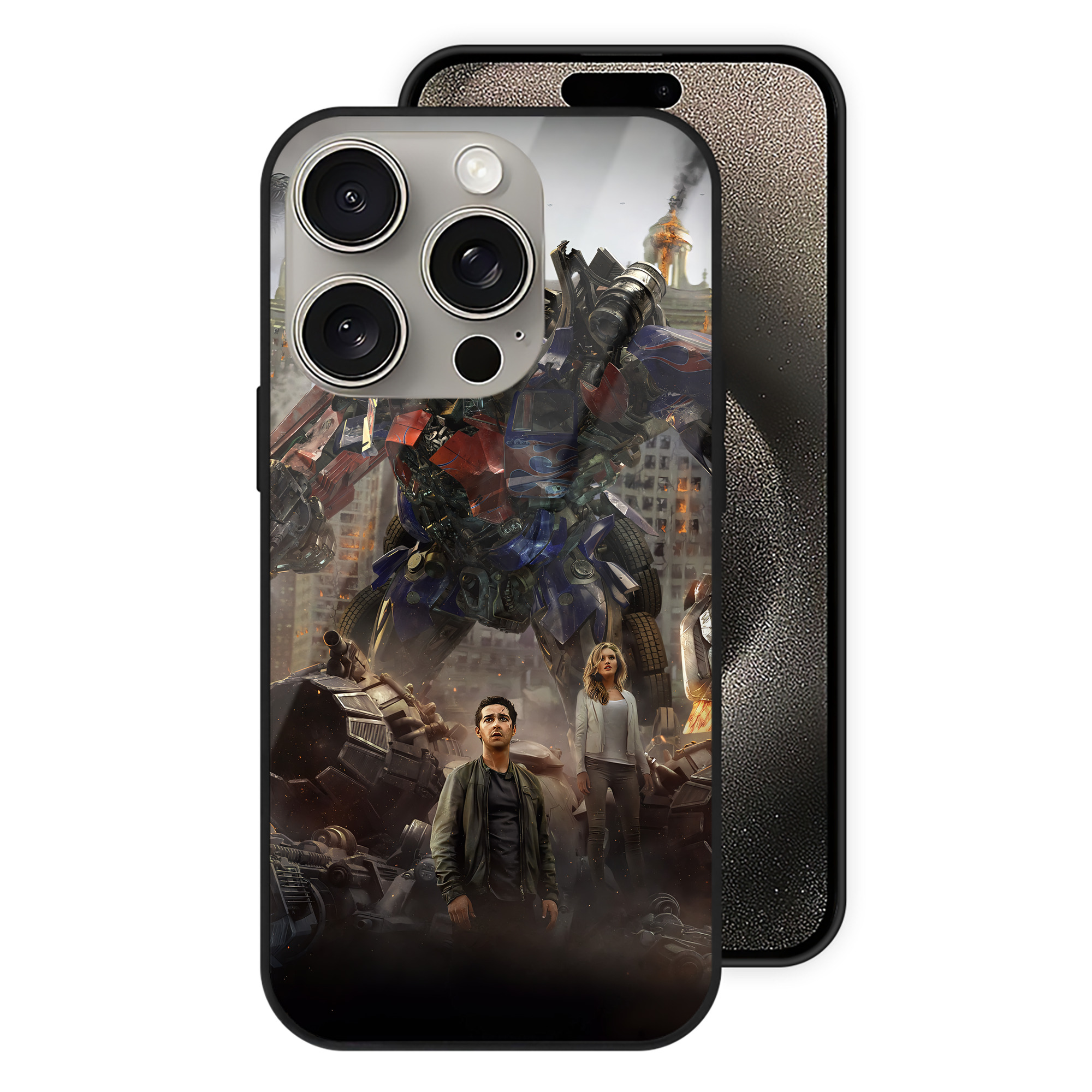 （画像用） Transformers トランスフォーマー 【iPhone15Pro対応】スマホケース 耐衝撃＆黄変防止 背面ガラス