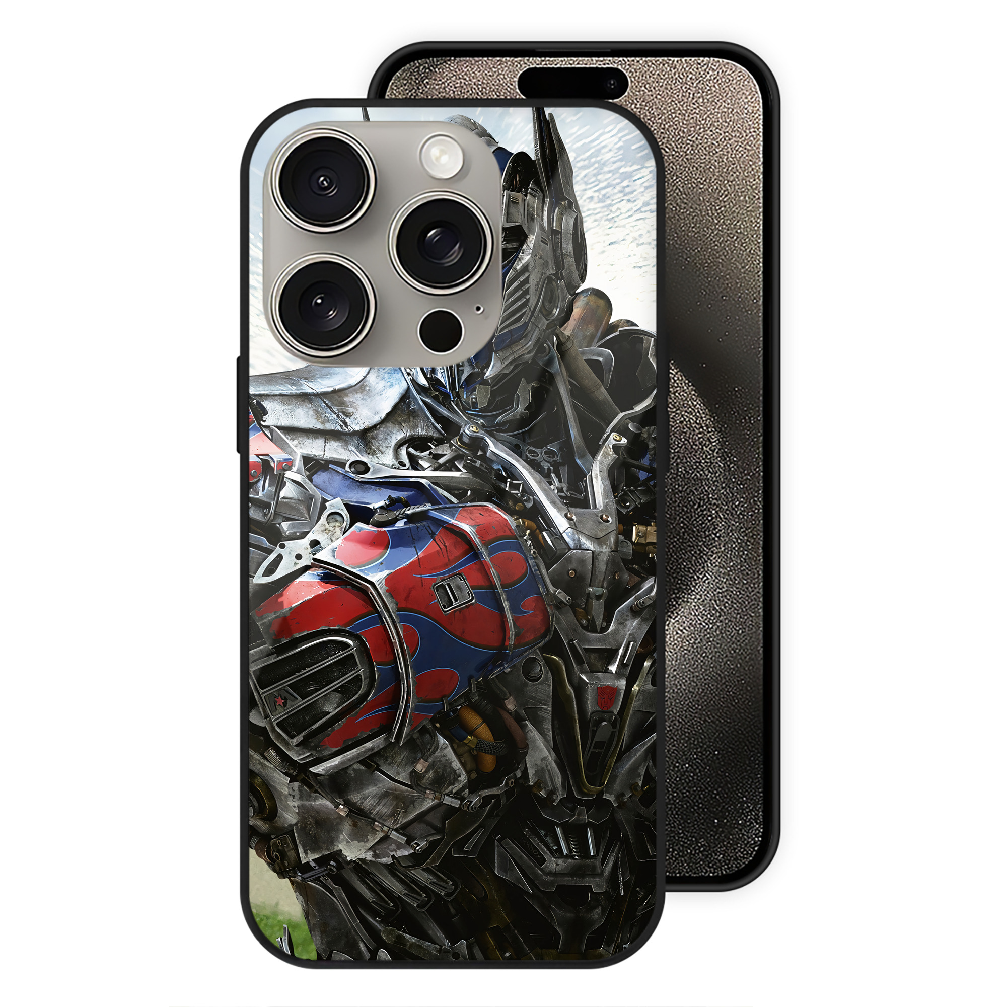 （画像用） Transformers トランスフォーマー 【iPhone15Pro対応】スマホケース 耐衝撃＆黄変防止 背面ガラス