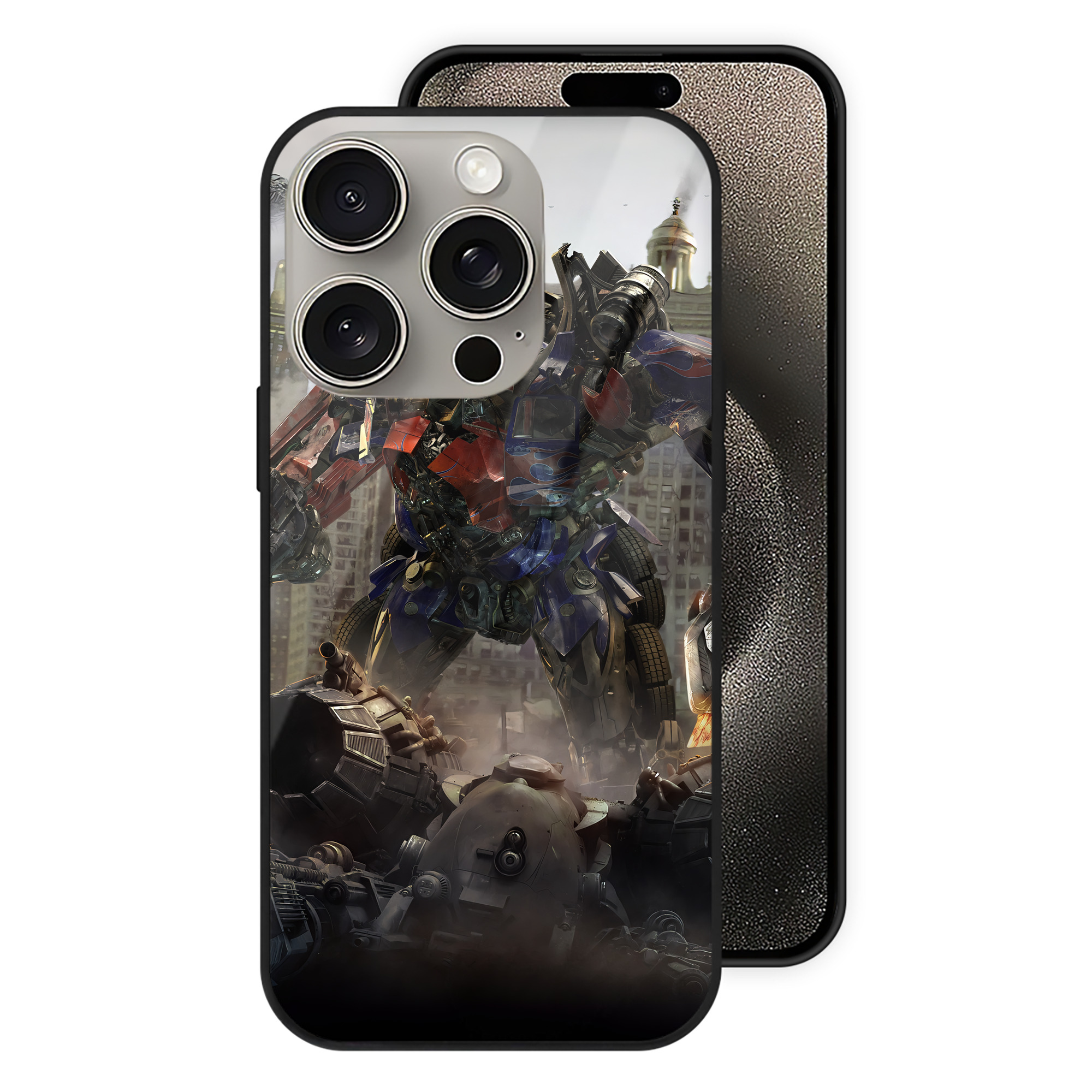 （画像用） Transformers トランスフォーマー 【iPhone15Pro対応】スマホケース 耐衝撃＆黄変防止 背面ガラス