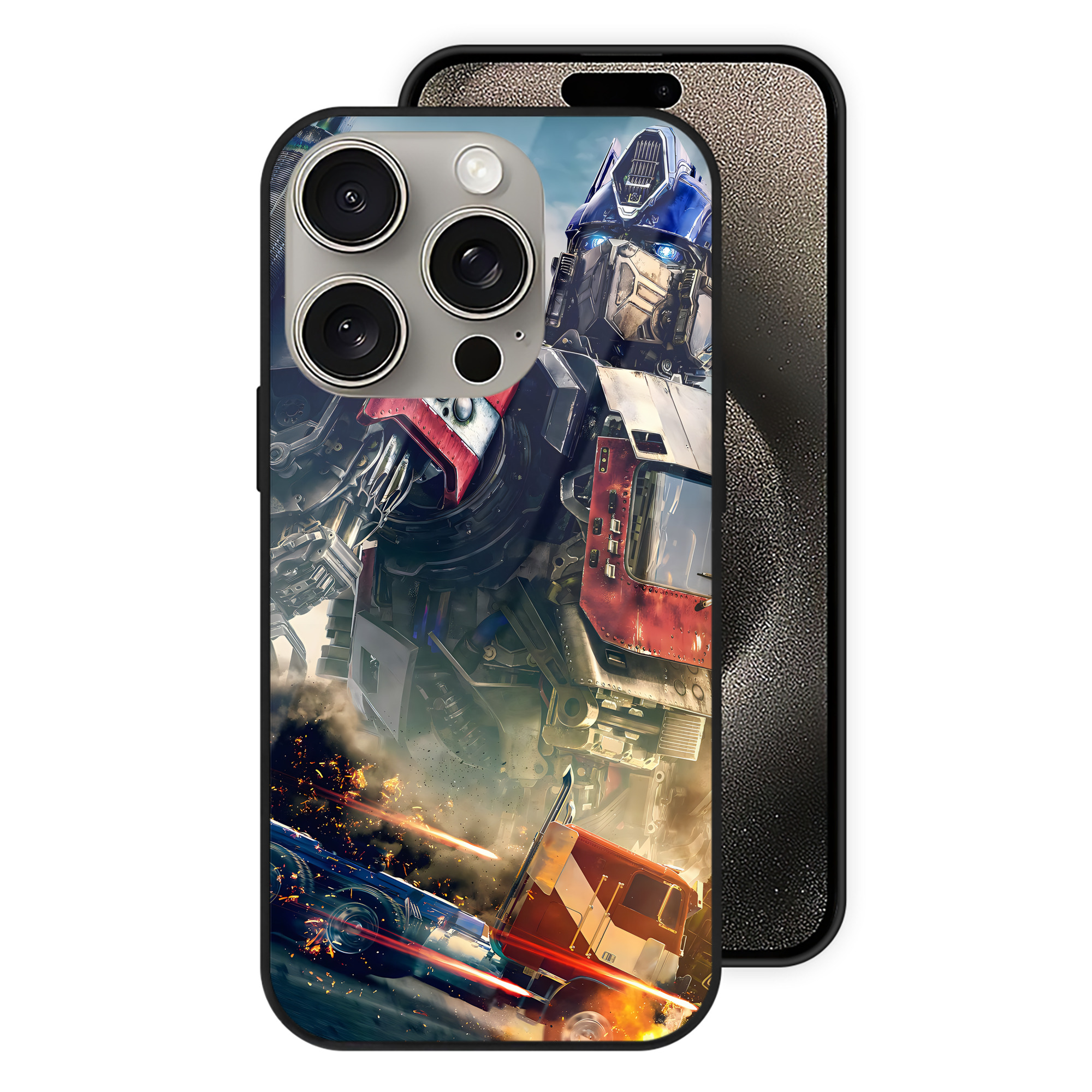 （画像用） Transformers トランスフォーマー 【iPhone15Pro対応】スマホケース 耐衝撃＆黄変防止 背面ガラス