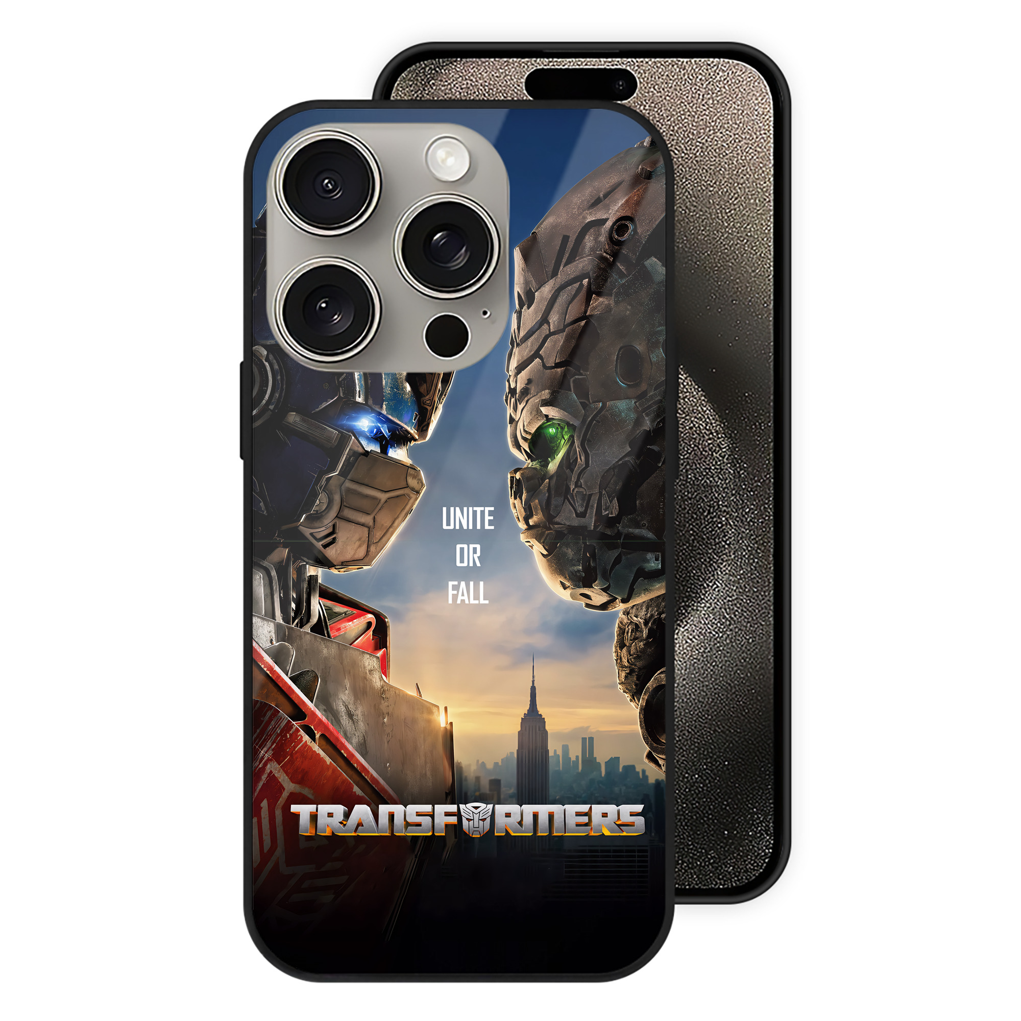 （画像用） Transformers トランスフォーマー 【iPhone15Pro対応】スマホケース 耐衝撃＆黄変防止 背面ガラス