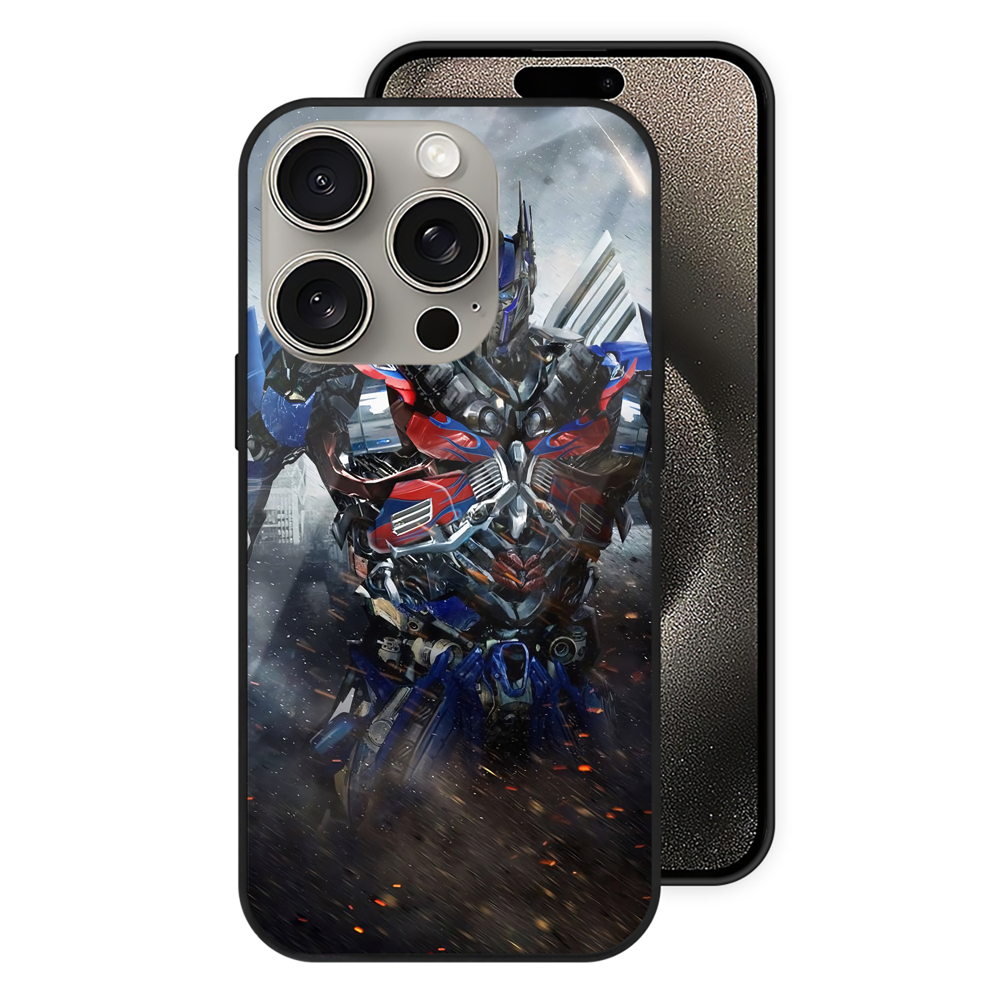 （画像用） Transformers トランスフォーマー 【iPhone15Pro対応】スマホケース 耐衝撃＆黄変防止 背面ガラス