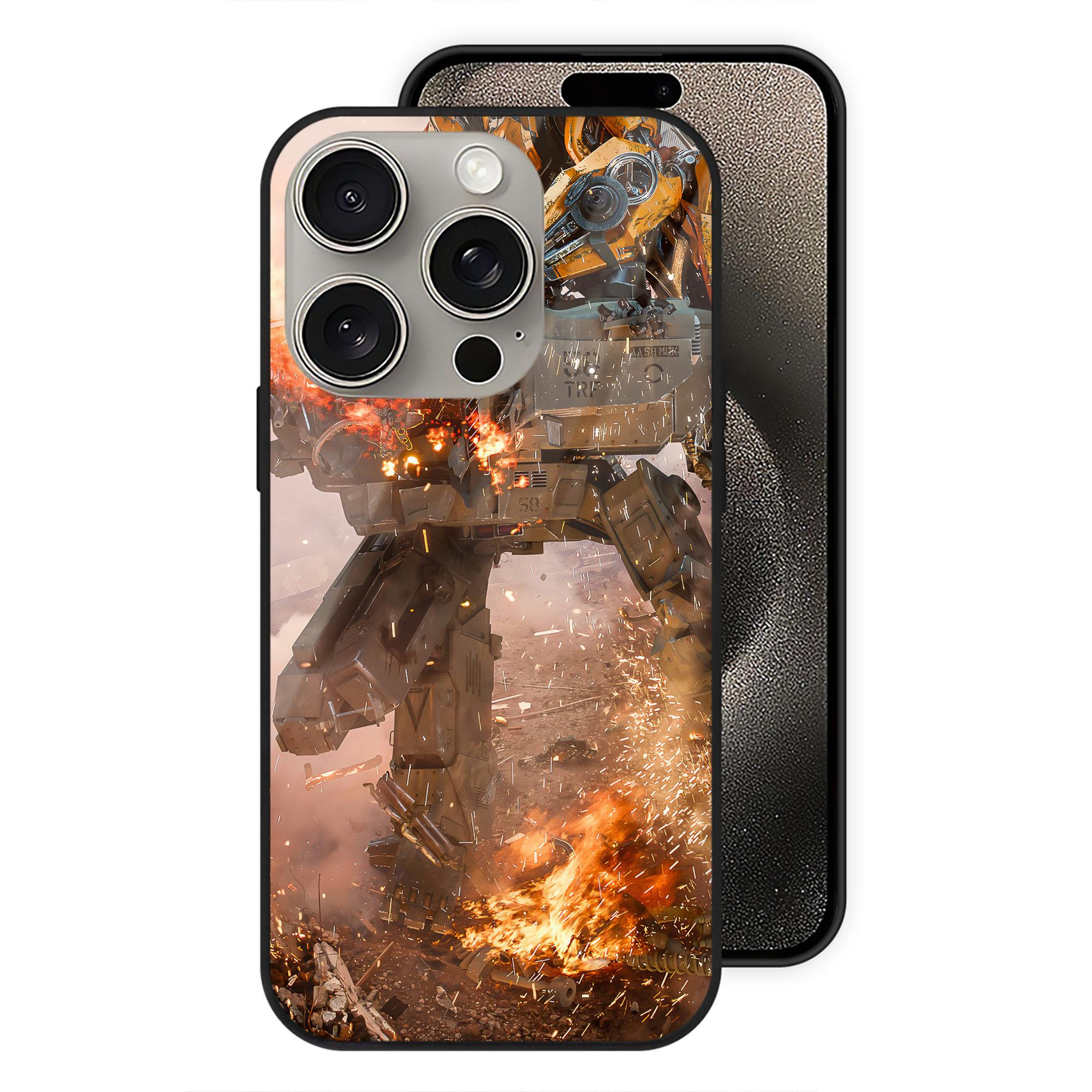 （画像用） Transformers トランスフォーマー 【iPhone15Pro対応】スマホケース 耐衝撃＆黄変防止 背面ガラス