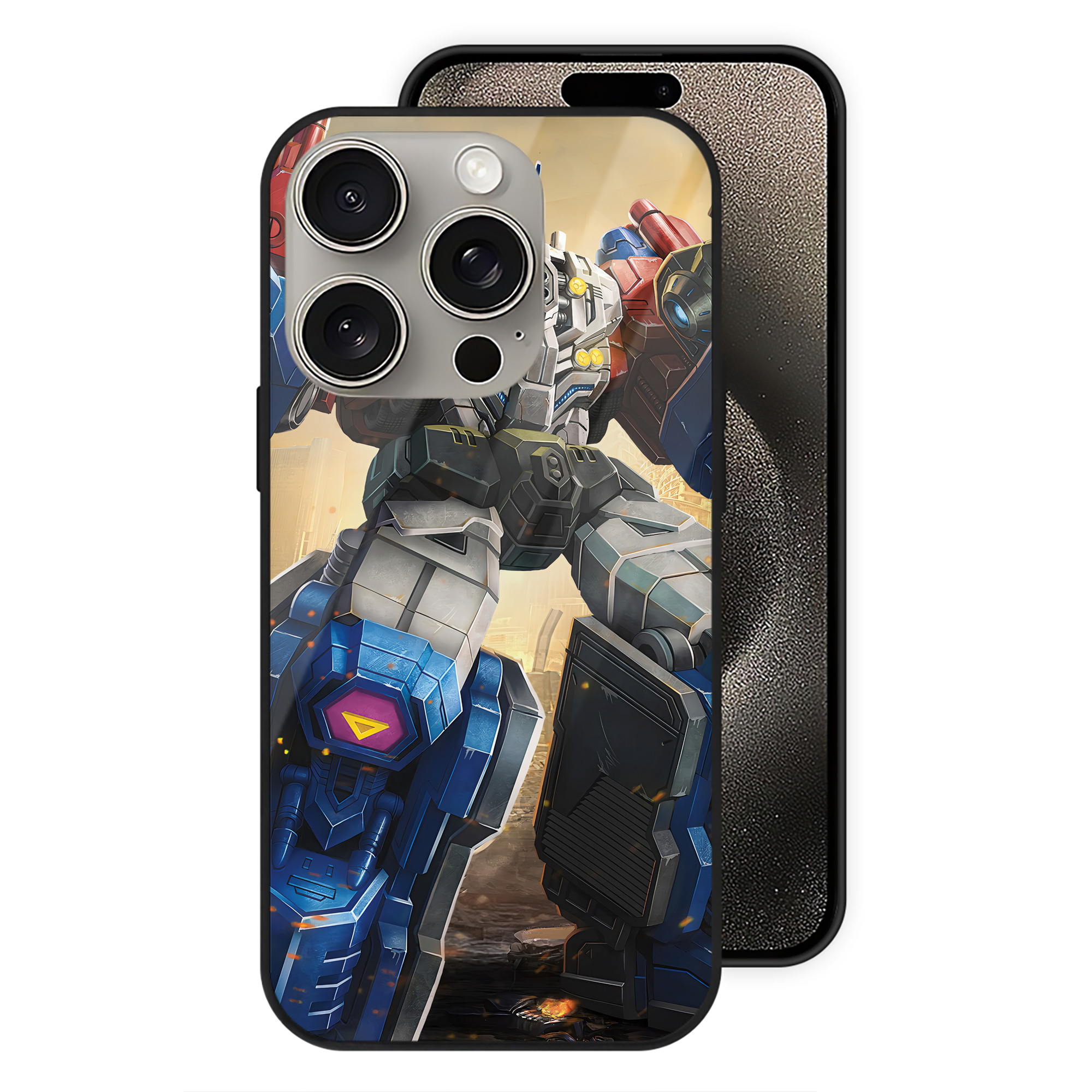 （画像用） Transformers トランスフォーマー 【iPhone15Pro対応】スマホケース 耐衝撃＆黄変防止 背面ガラス