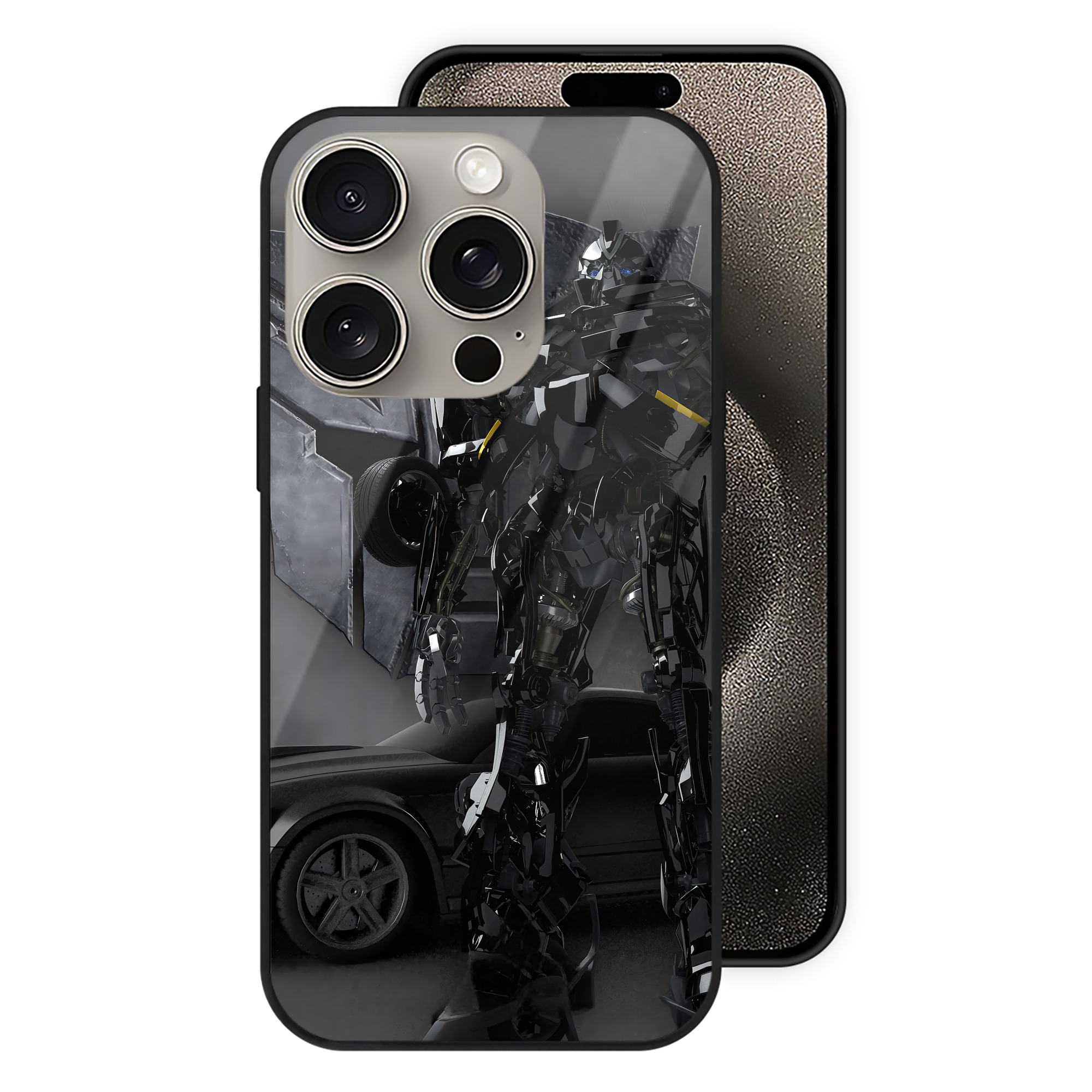（画像用） Transformers トランスフォーマー 【iPhone15Pro対応】スマホケース 耐衝撃＆黄変防止 背面ガラス
