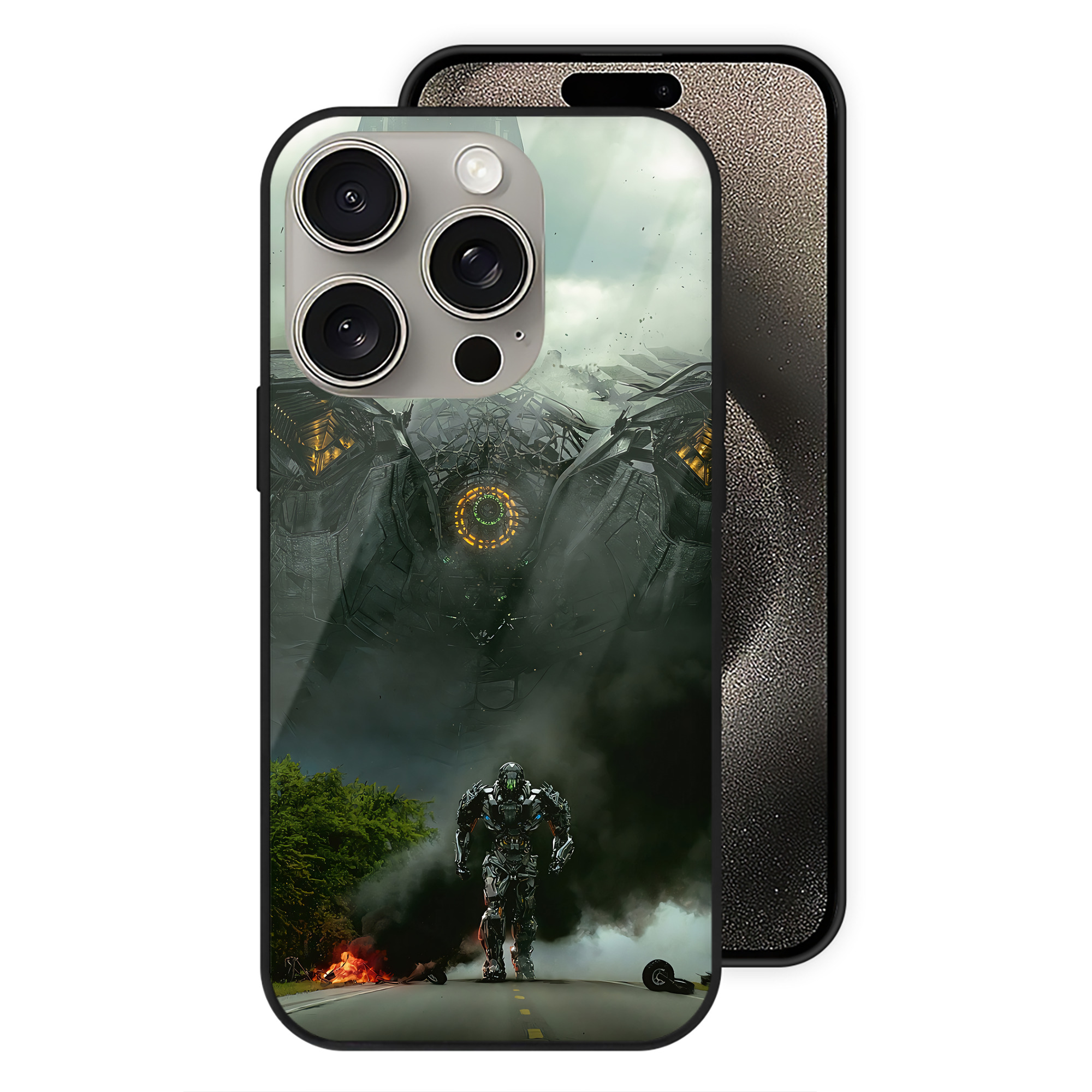 （画像用） Transformers トランスフォーマー 【iPhone15Pro対応】スマホケース 耐衝撃＆黄変防止 背面ガラス